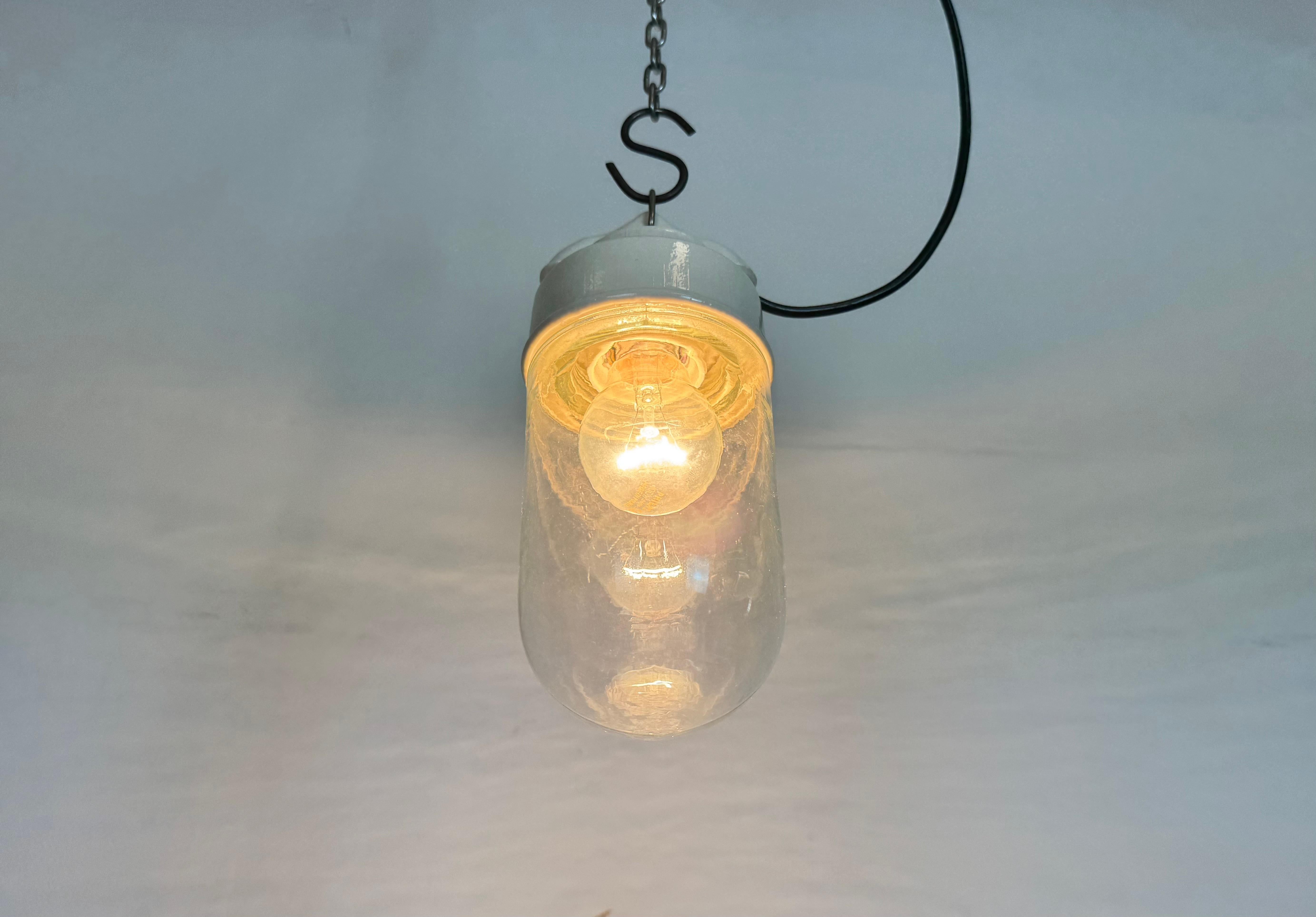 Vintage White Porcelain Pendant Light, 1970s For Sale 4