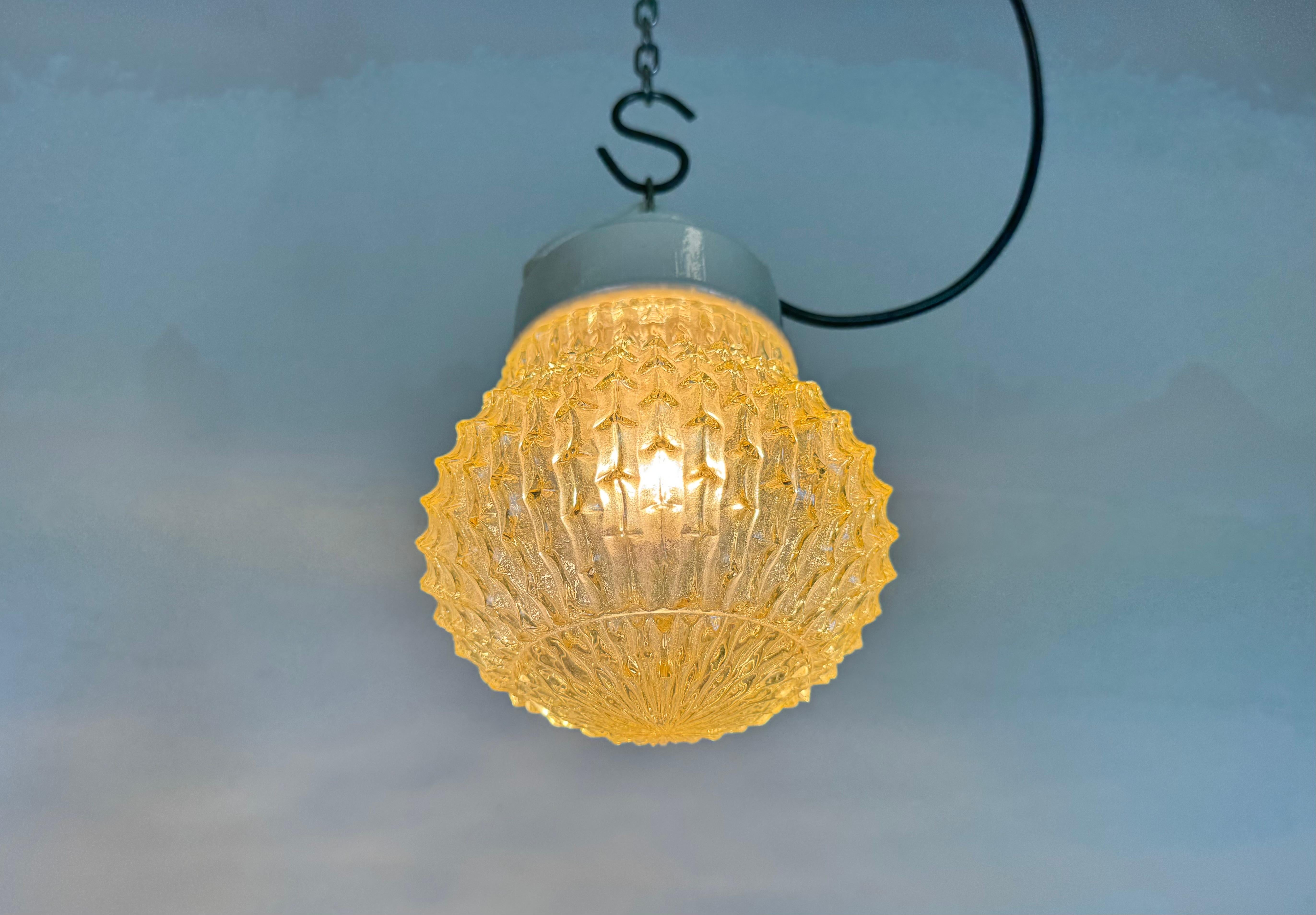 Vintage White Porcelain Pendant Light, 1970s For Sale 4