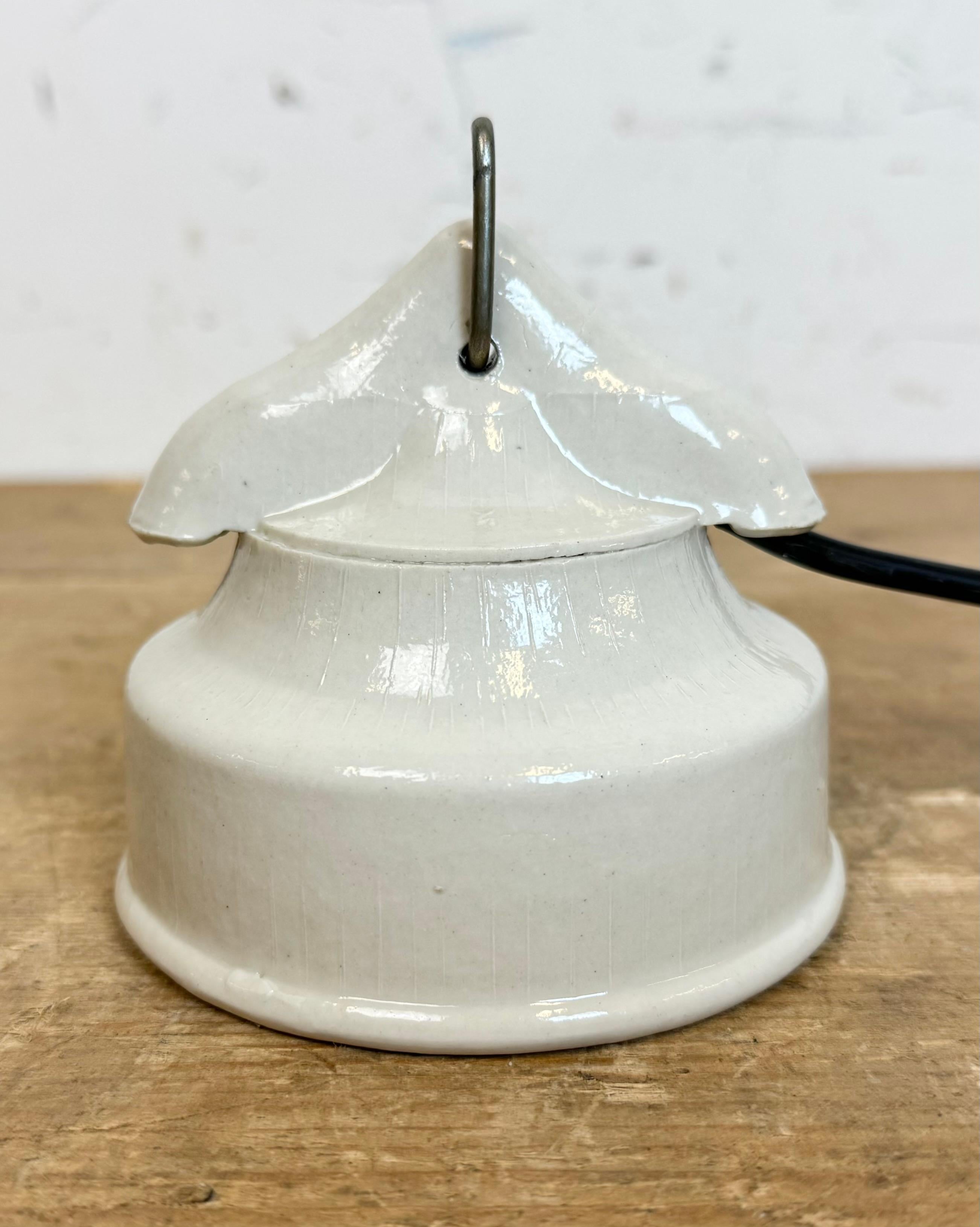 Vintage White Porcelain Pendant Light, 1970s For Sale 5