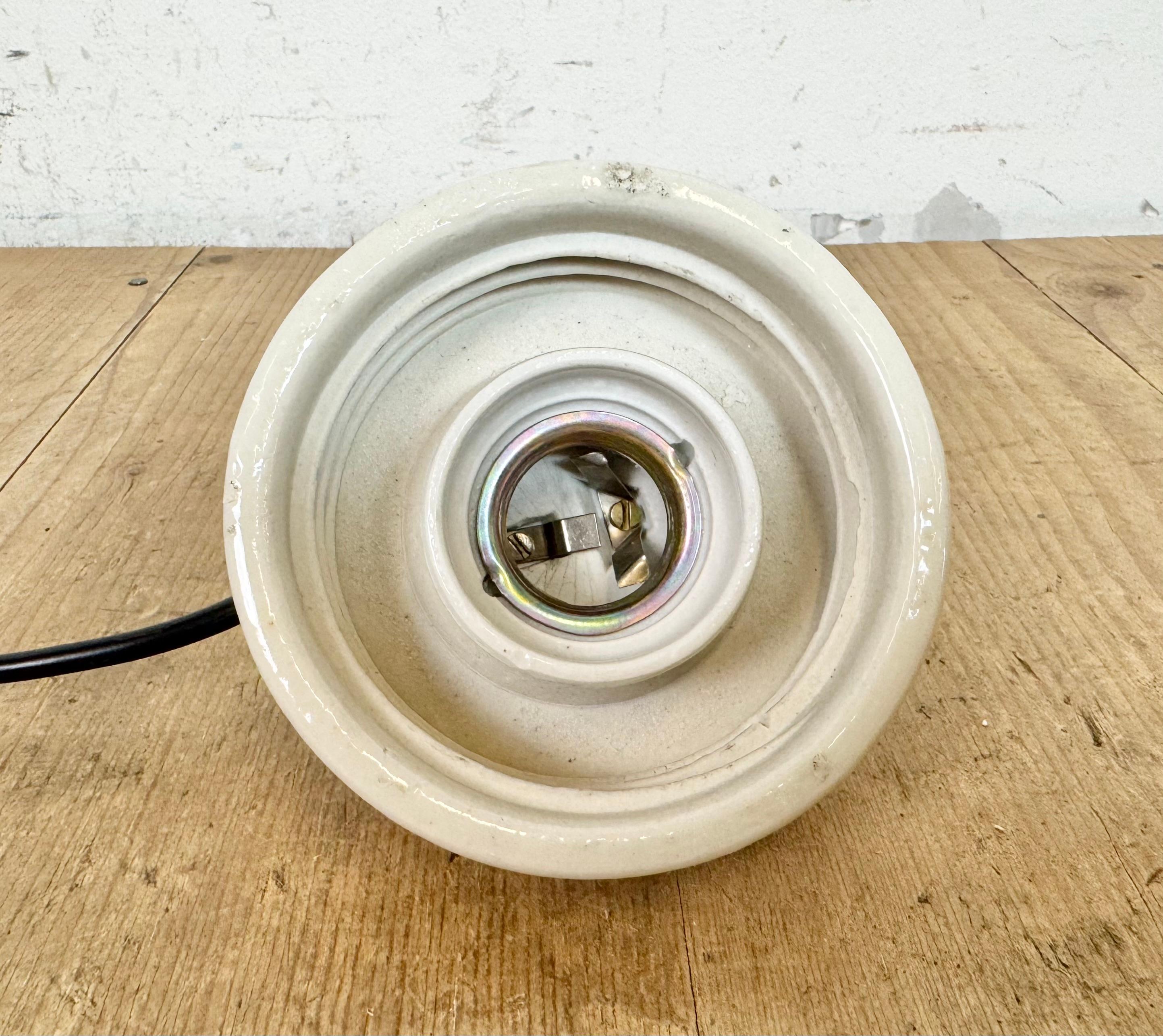 Vintage White Porcelain Pendant Light, 1970s For Sale 7