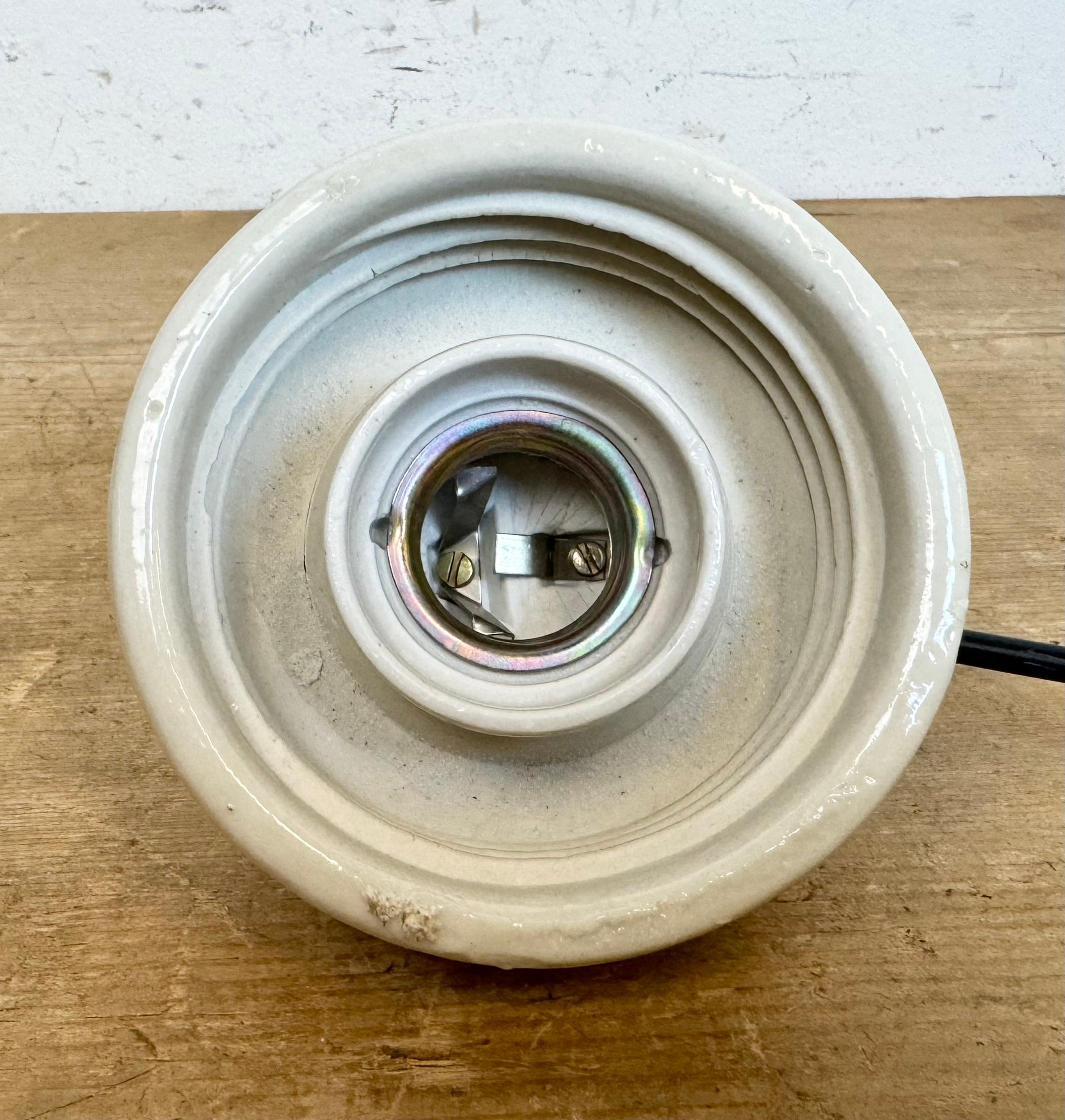 Vintage White Porcelain Pendant Light, 1970s For Sale 8