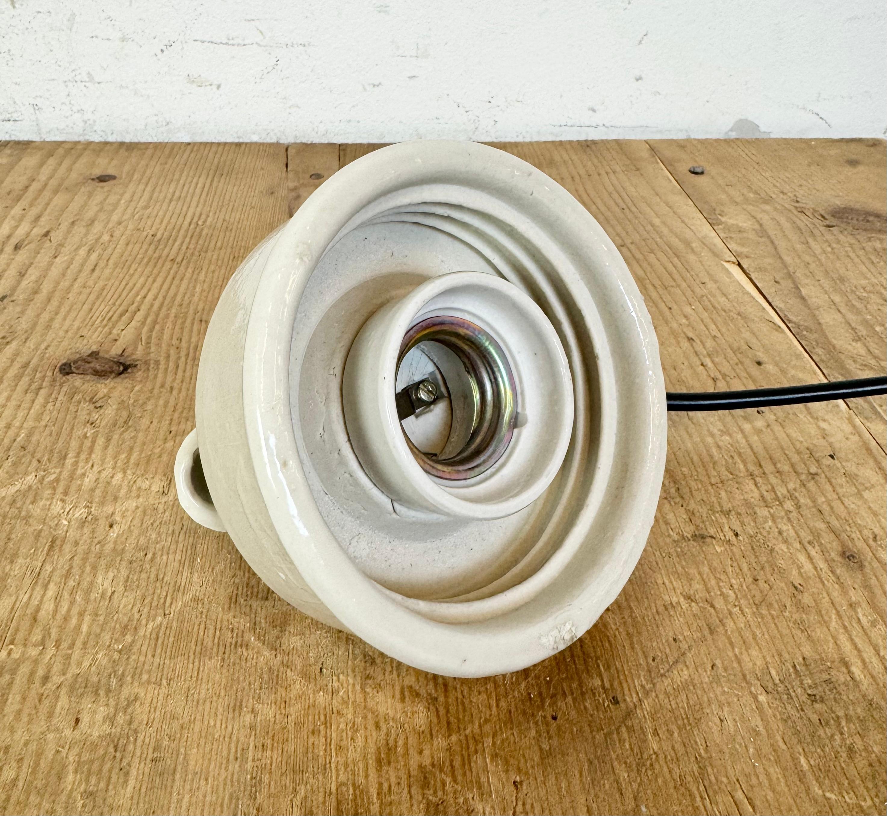 Vintage White Porcelain Pendant Light, 1970s For Sale 8