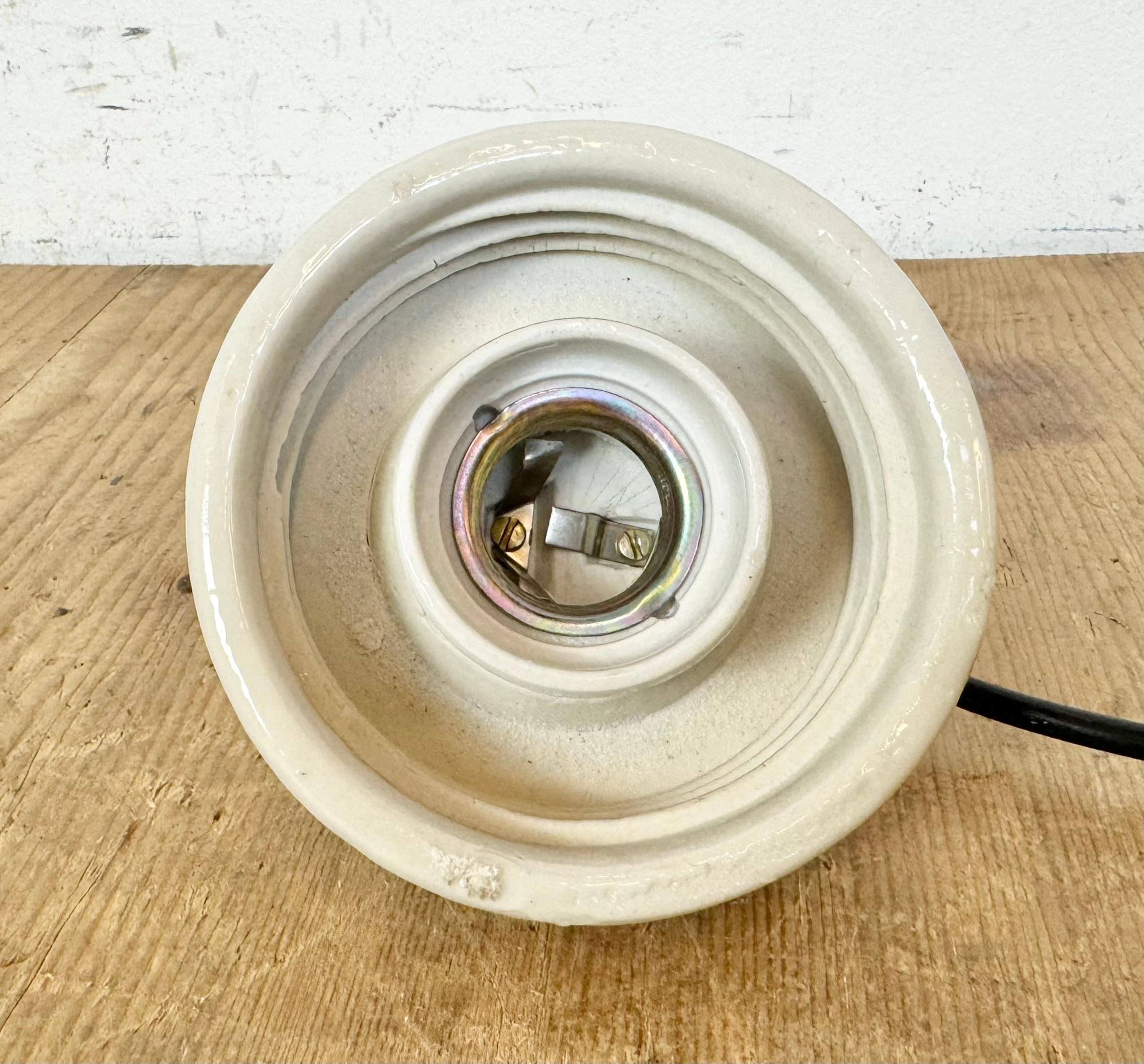 Vintage White Porcelain Pendant Light, 1970s For Sale 9