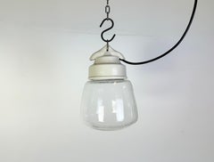 Lampe à suspension vintage en porcelaine blanche, années 1970