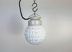 Lampe à suspension vintage en porcelaine blanche, années 1970