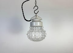 Lampe à suspension vintage en porcelaine blanche, années 1970