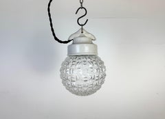 Lampada a sospensione in porcellana bianca vintage, anni '70