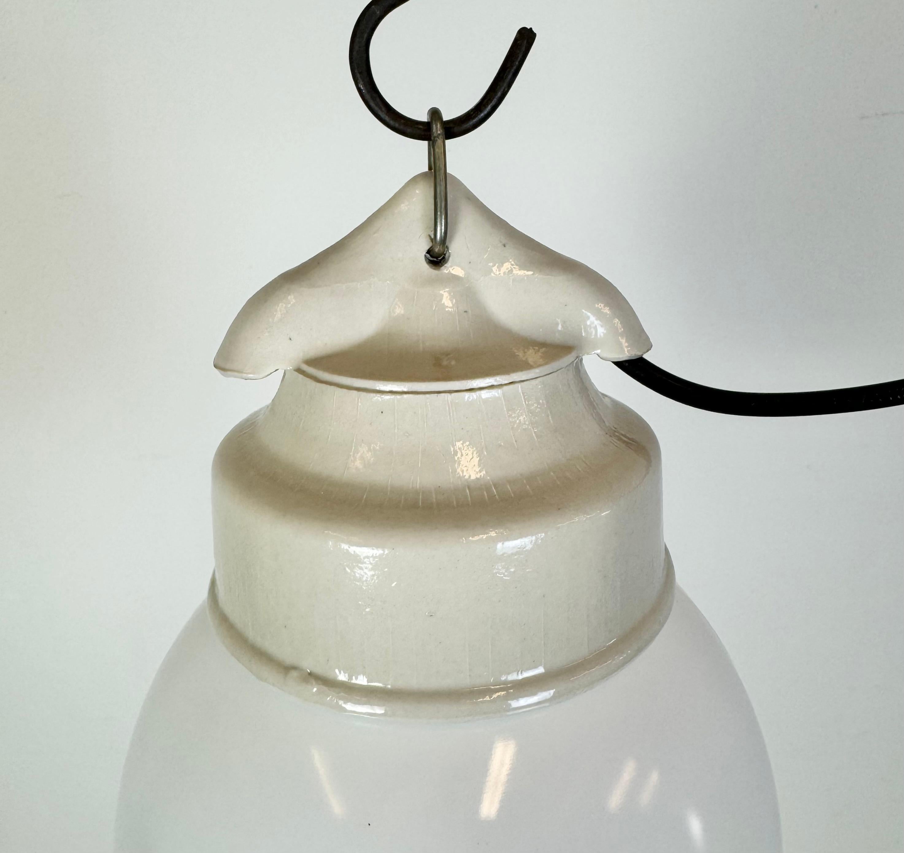 Czech Vintage White Porcelain Pendant Light, 1970s For Sale