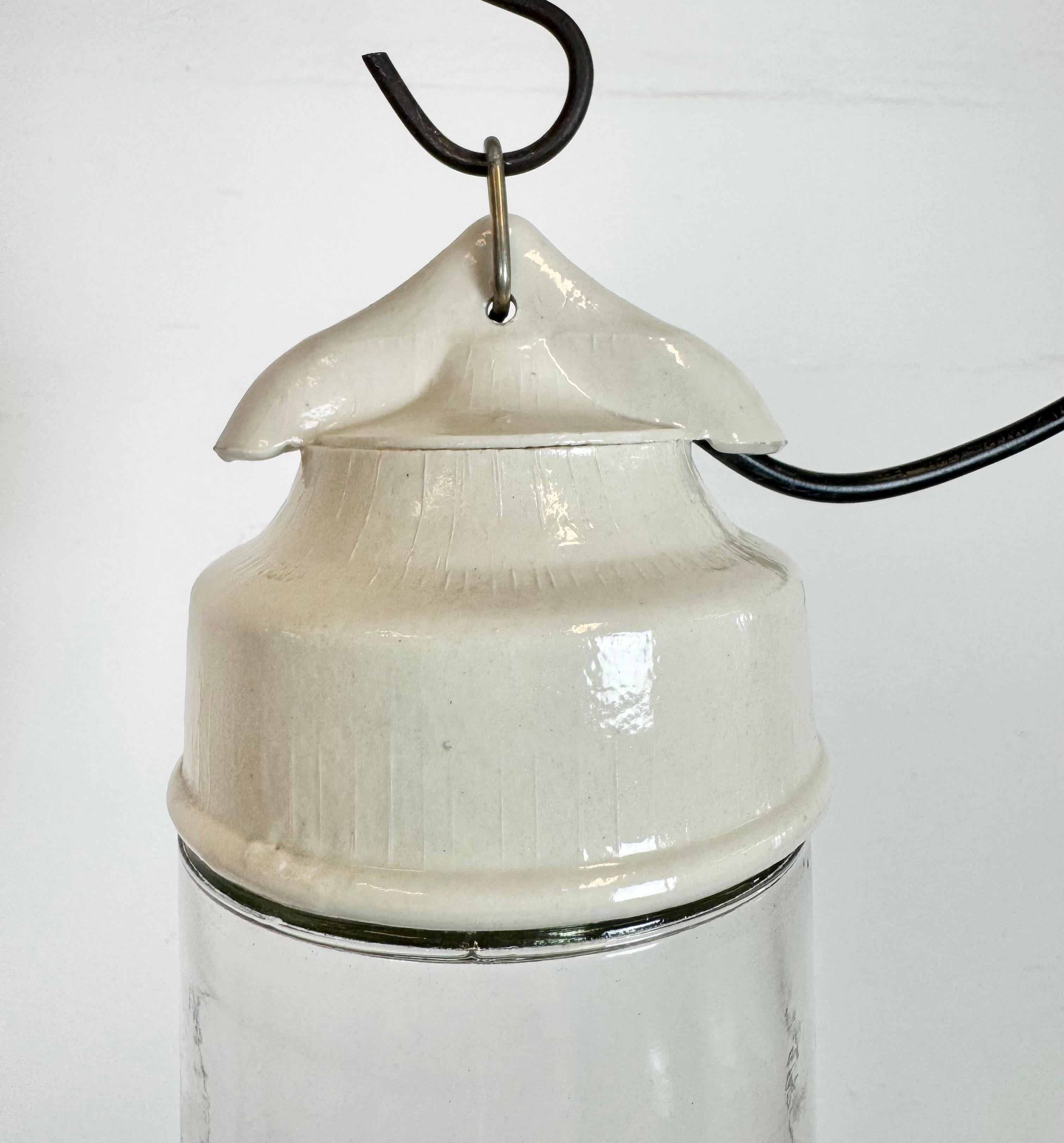 Czech Vintage White Porcelain Pendant Light, 1970s For Sale