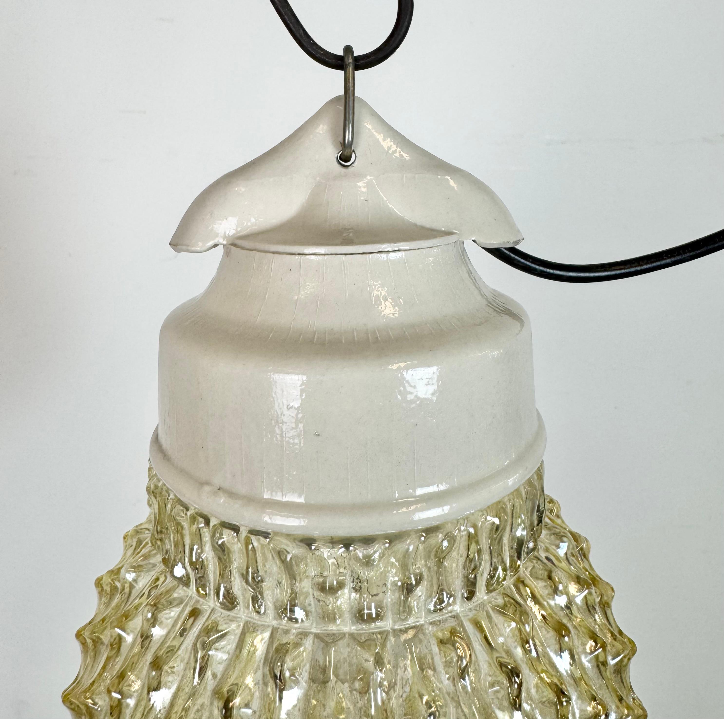 Czech Vintage White Porcelain Pendant Light, 1970s For Sale