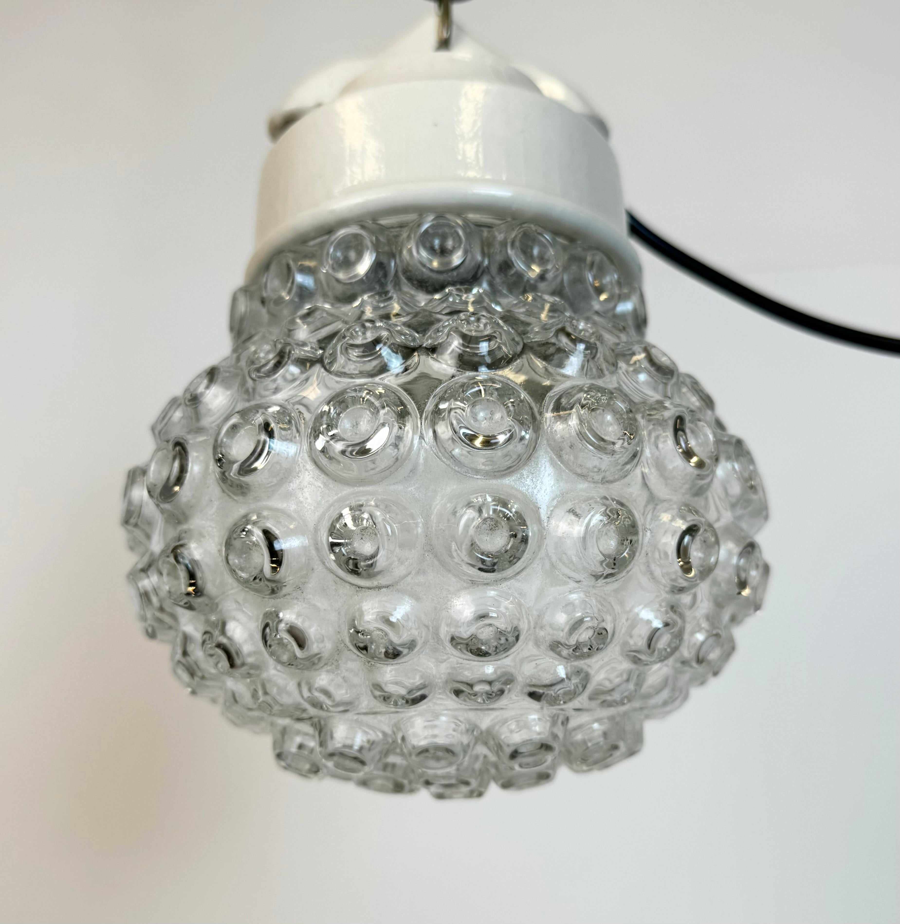 Vintage White Porcelain Pendant Light, 1970s In Good Condition For Sale In Kojetice, CZ