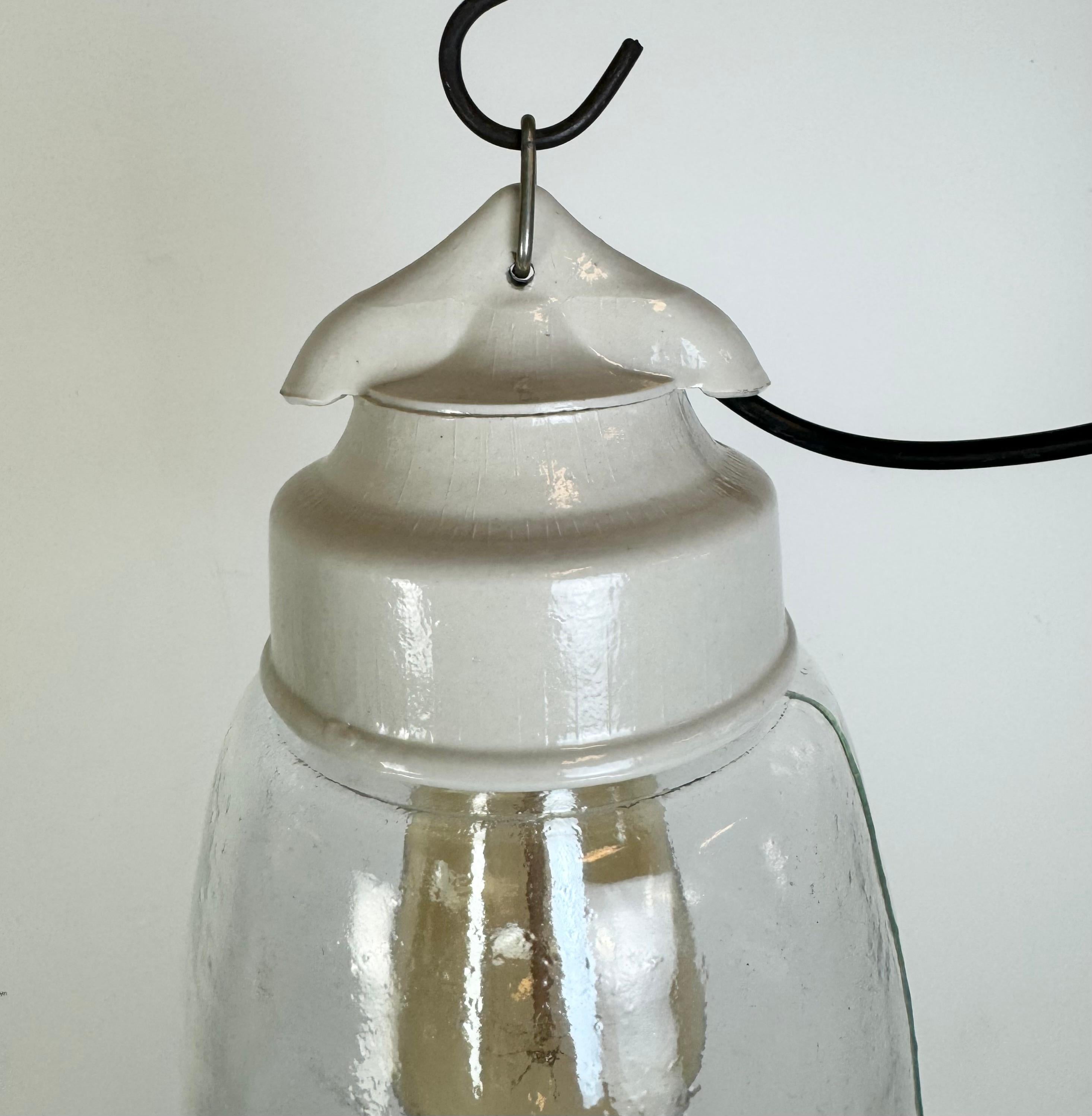 Vintage White Porcelain Pendant Light, 1970s In Good Condition For Sale In Kojetice, CZ