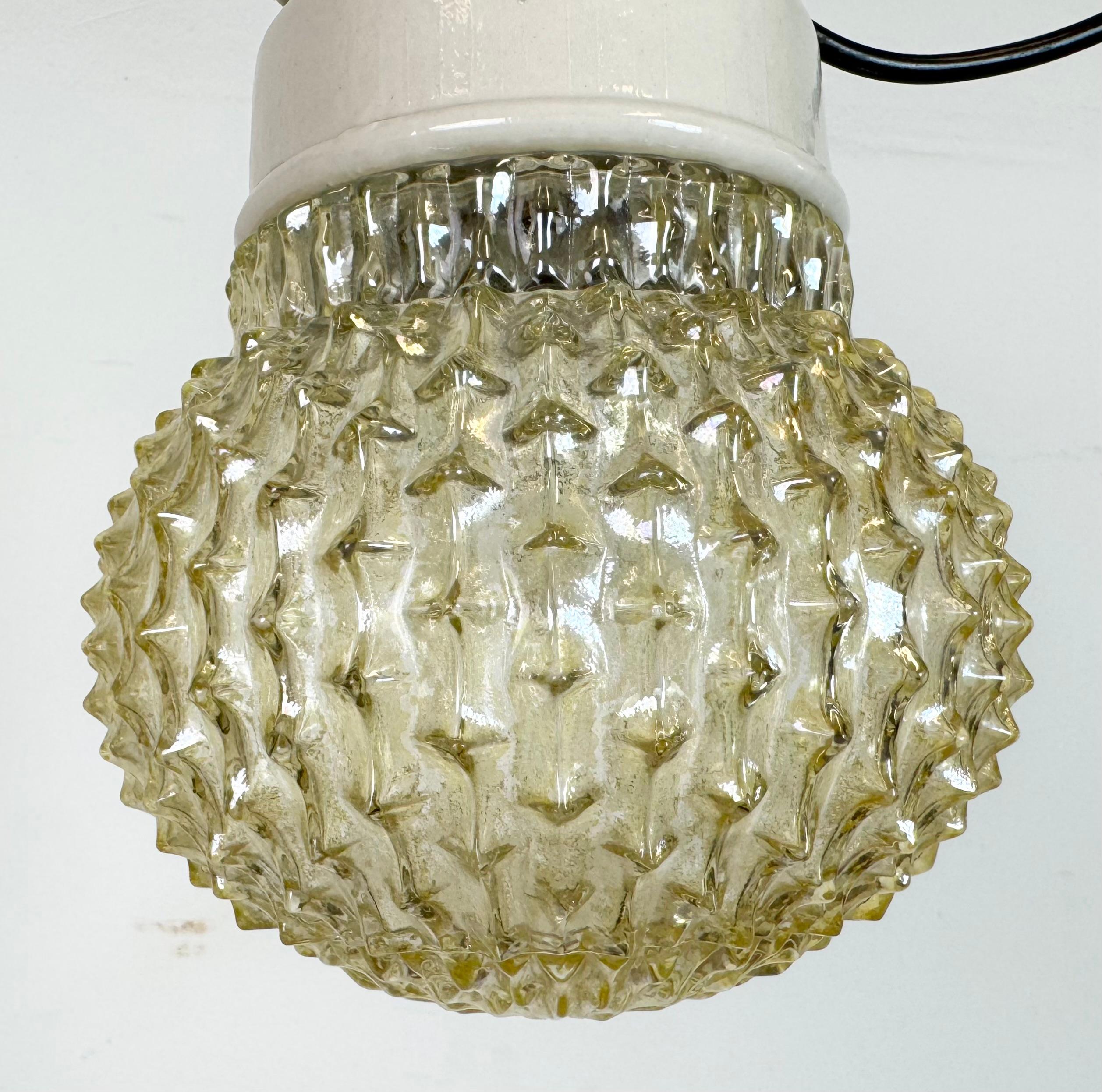 Vintage White Porcelain Pendant Light, 1970s In Good Condition For Sale In Kojetice, CZ