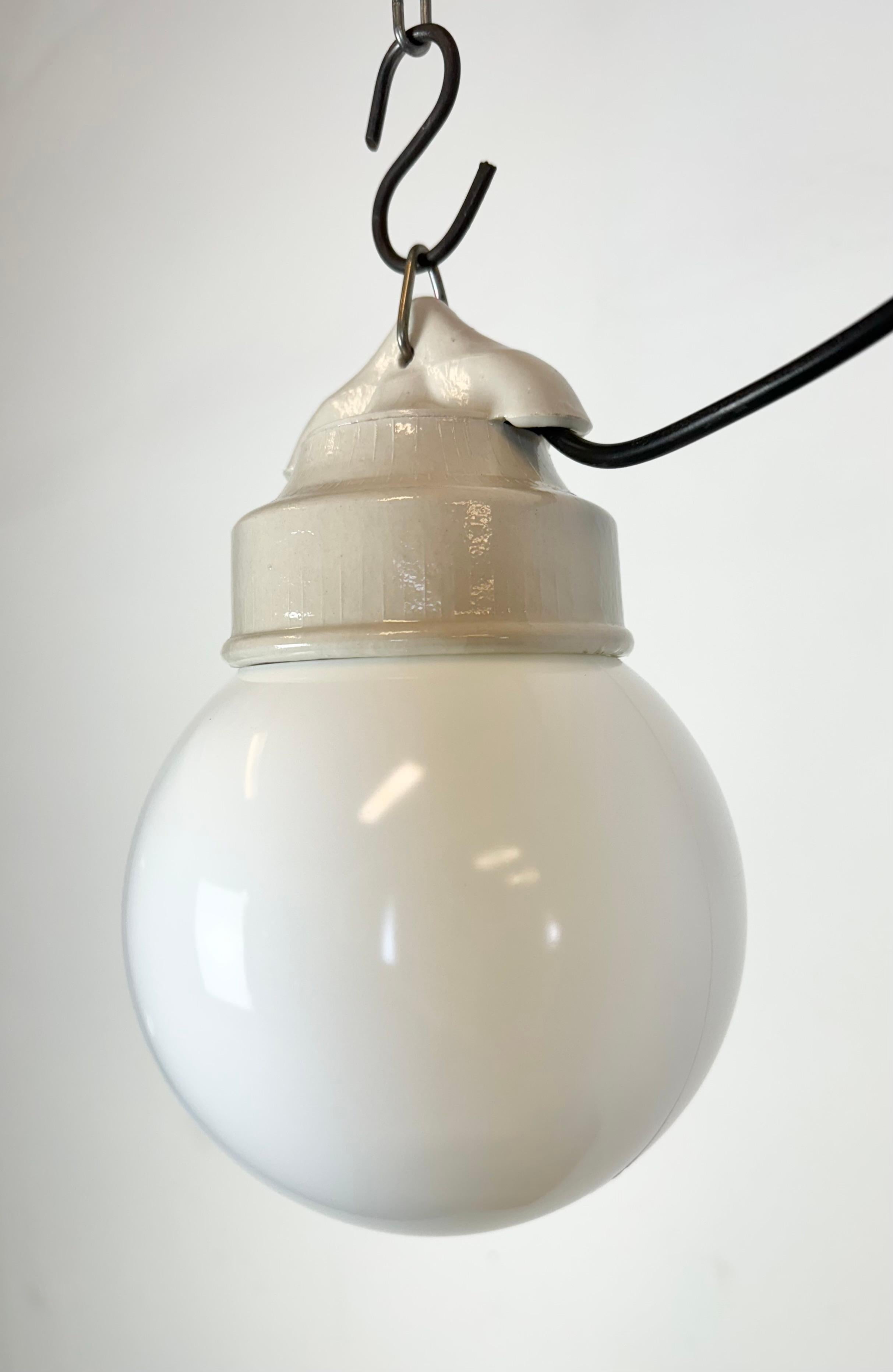 Late 20th Century Vintage White Porcelain Pendant Light, 1970s For Sale