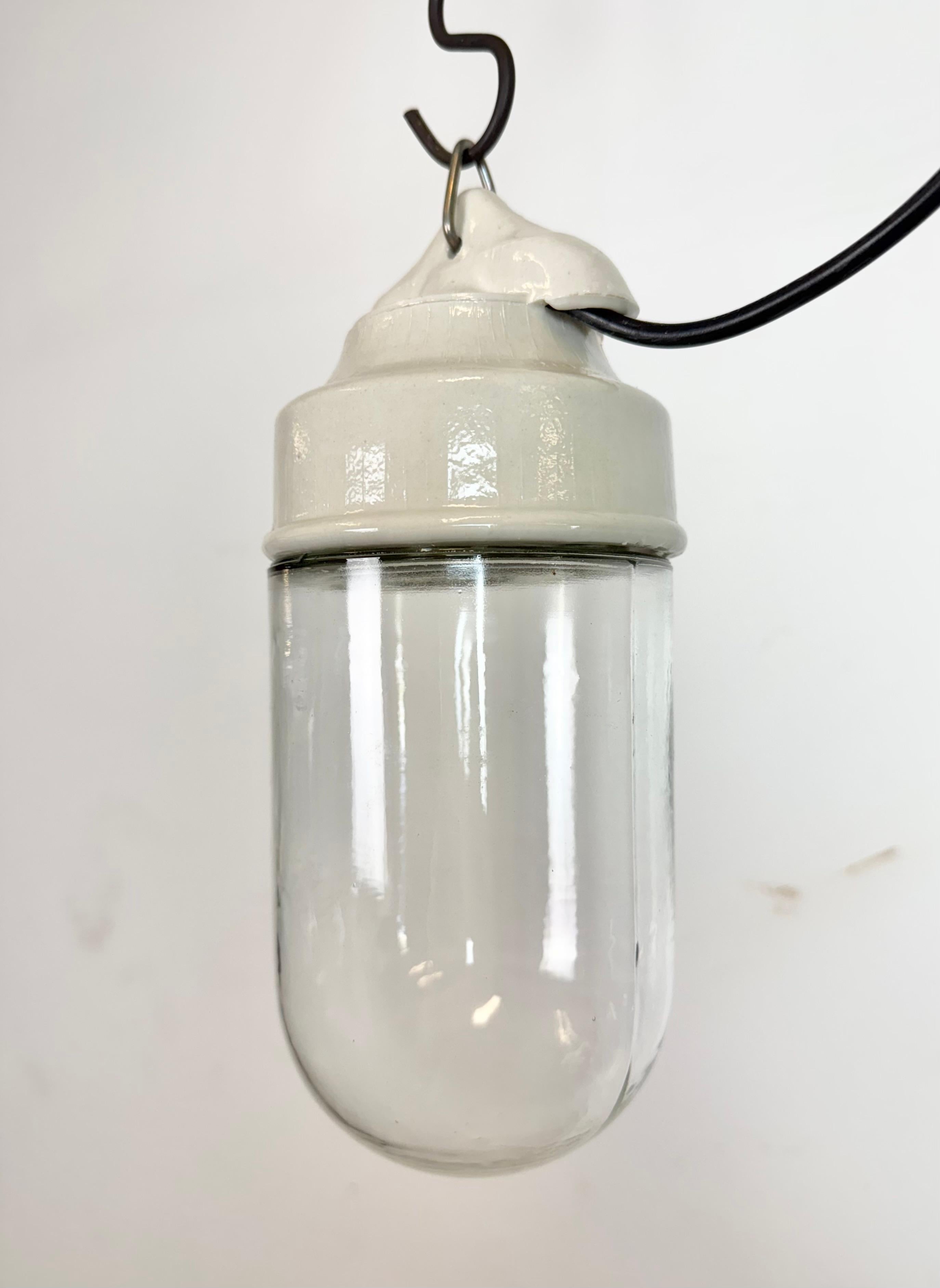 Late 20th Century Vintage White Porcelain Pendant Light, 1970s For Sale