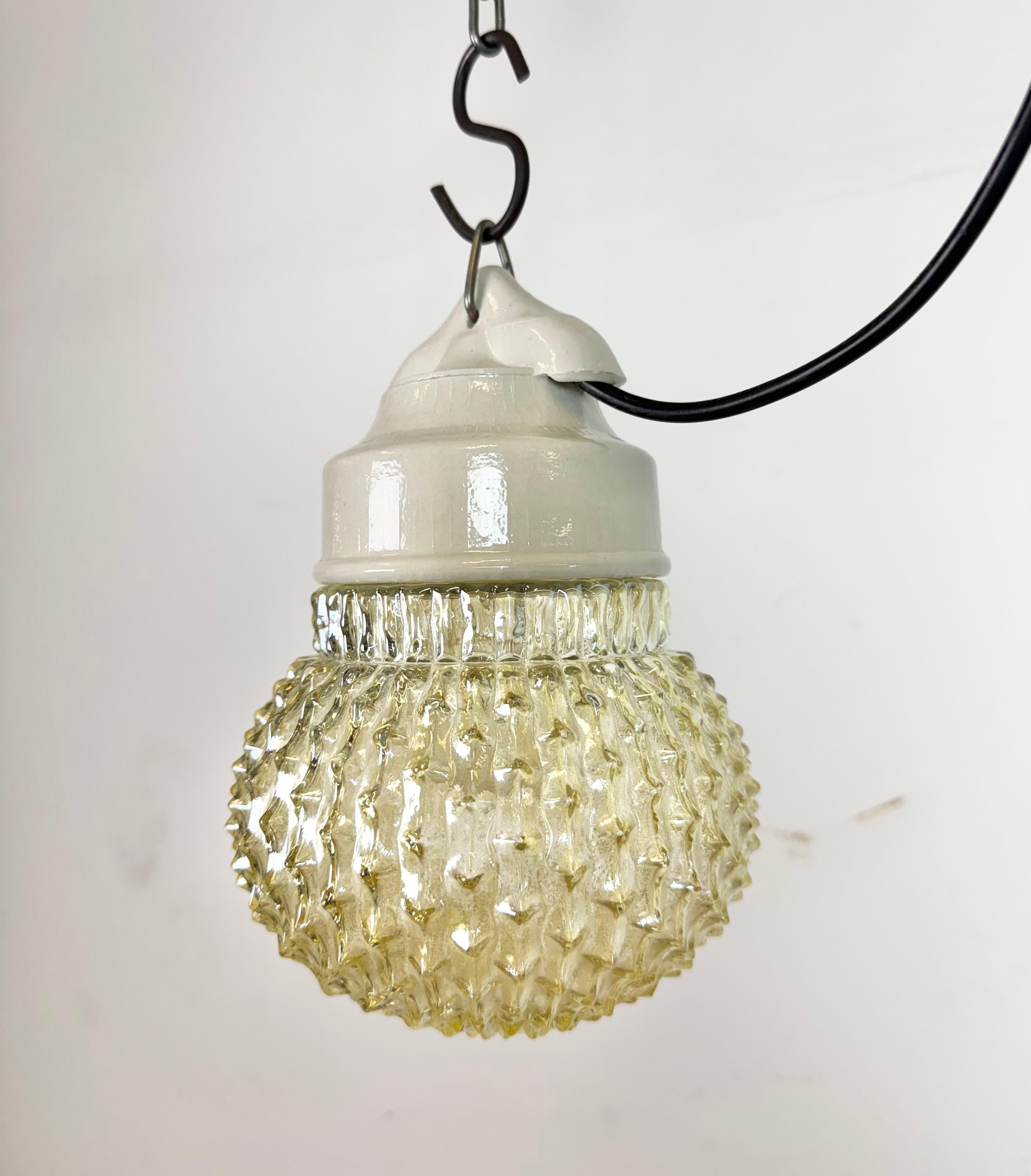 Late 20th Century Vintage White Porcelain Pendant Light, 1970s For Sale