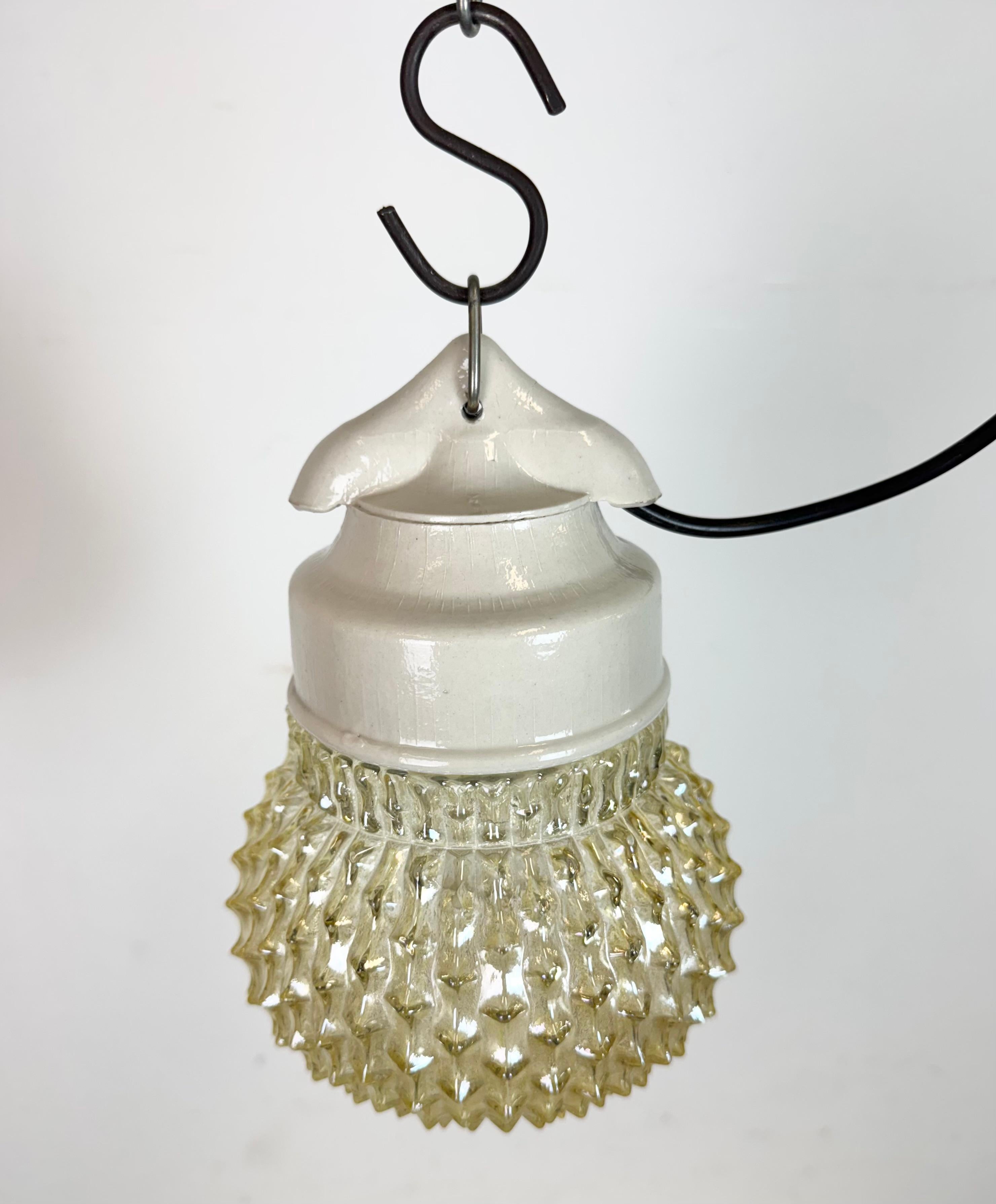 Vintage White Porcelain Pendant Light, 1970s For Sale 1