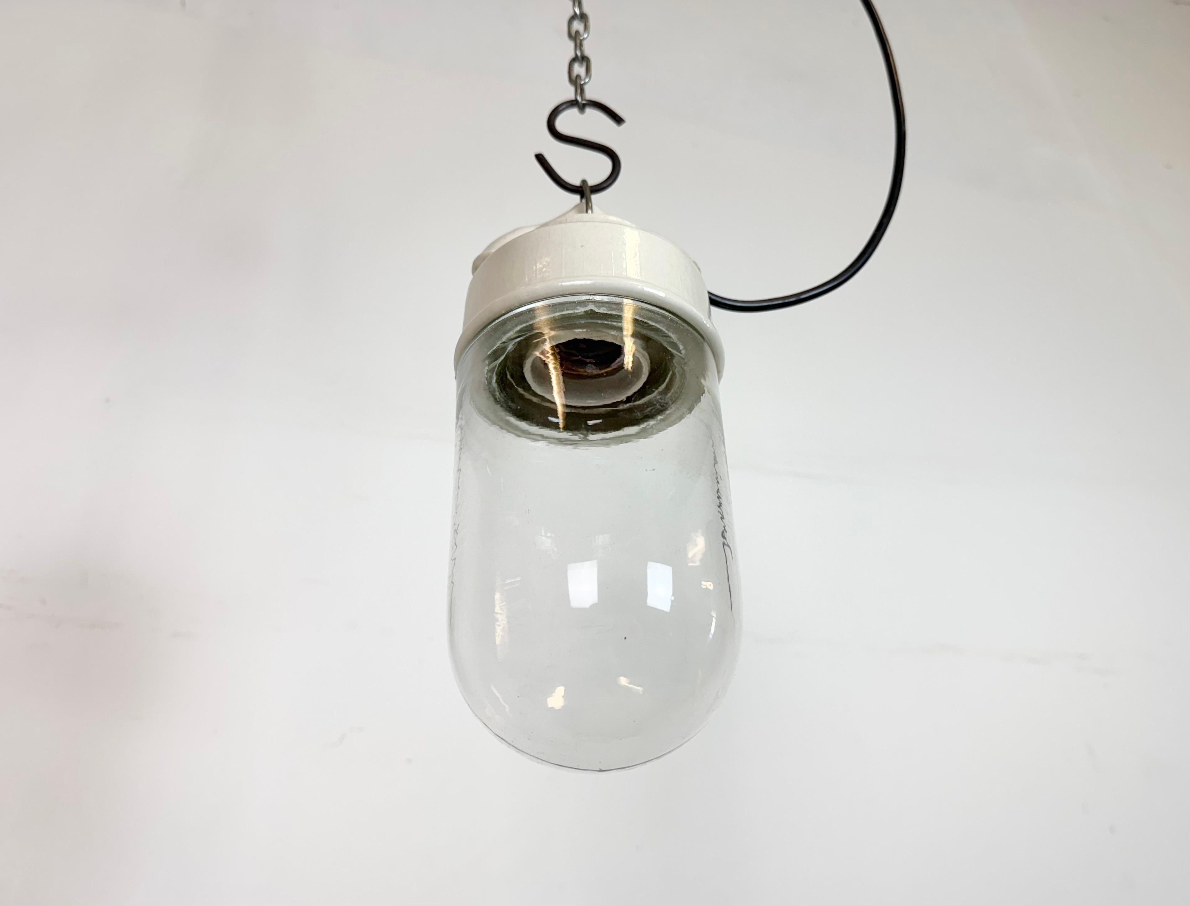 Vintage White Porcelain Pendant Light, 1970s For Sale 2