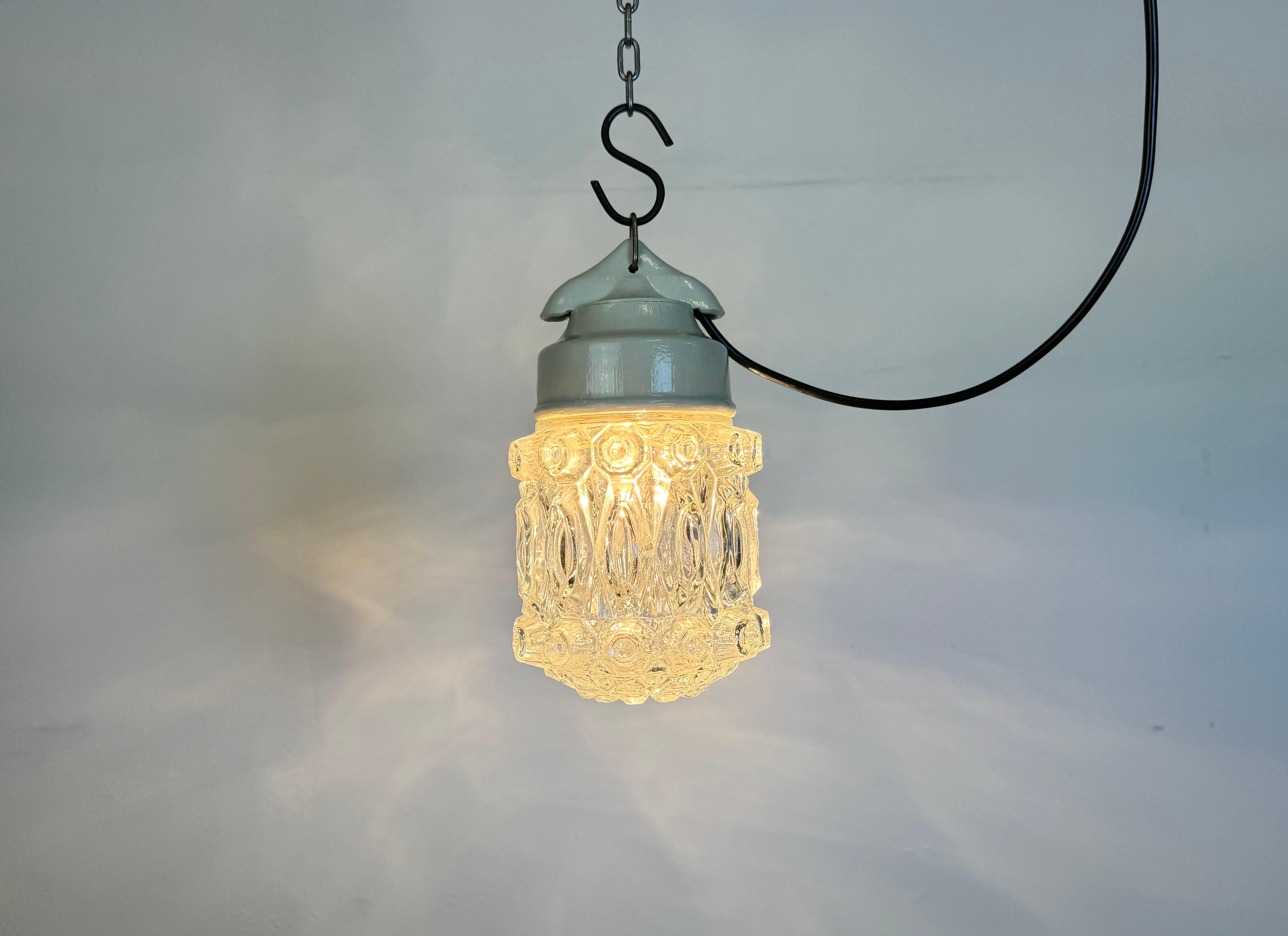 Vintage White Porcelain Pendant Light, 1970s For Sale 3