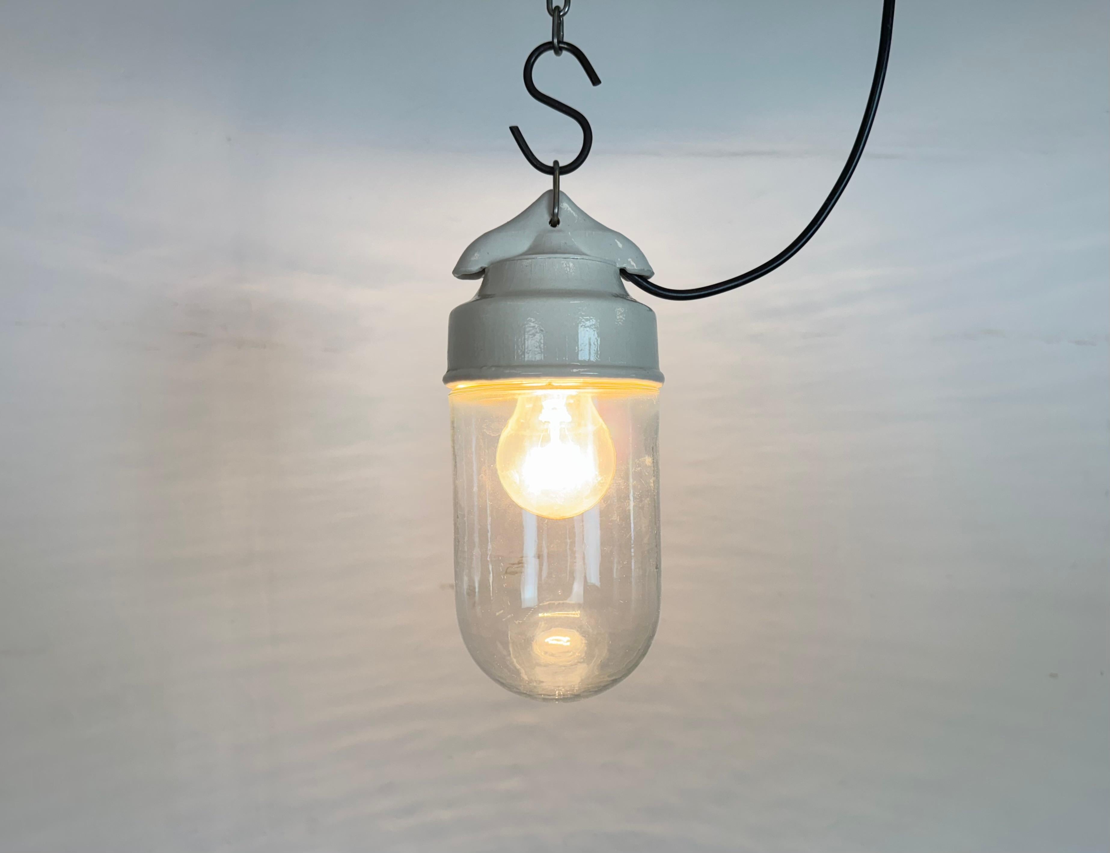 Vintage White Porcelain Pendant Light, 1970s For Sale 3