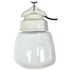 Lampe à suspension vintage en porcelaine blanche, années 1970