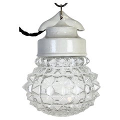 Vintage White Porcelain Pendant Light, 1970s