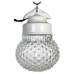Lampe à suspension vintage en porcelaine blanche, années 1970