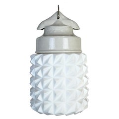 Lampe à suspension vintage en porcelaine blanche, années 1970
