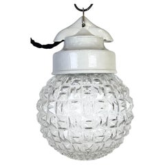 Lampe à suspension vintage en porcelaine blanche, années 1970
