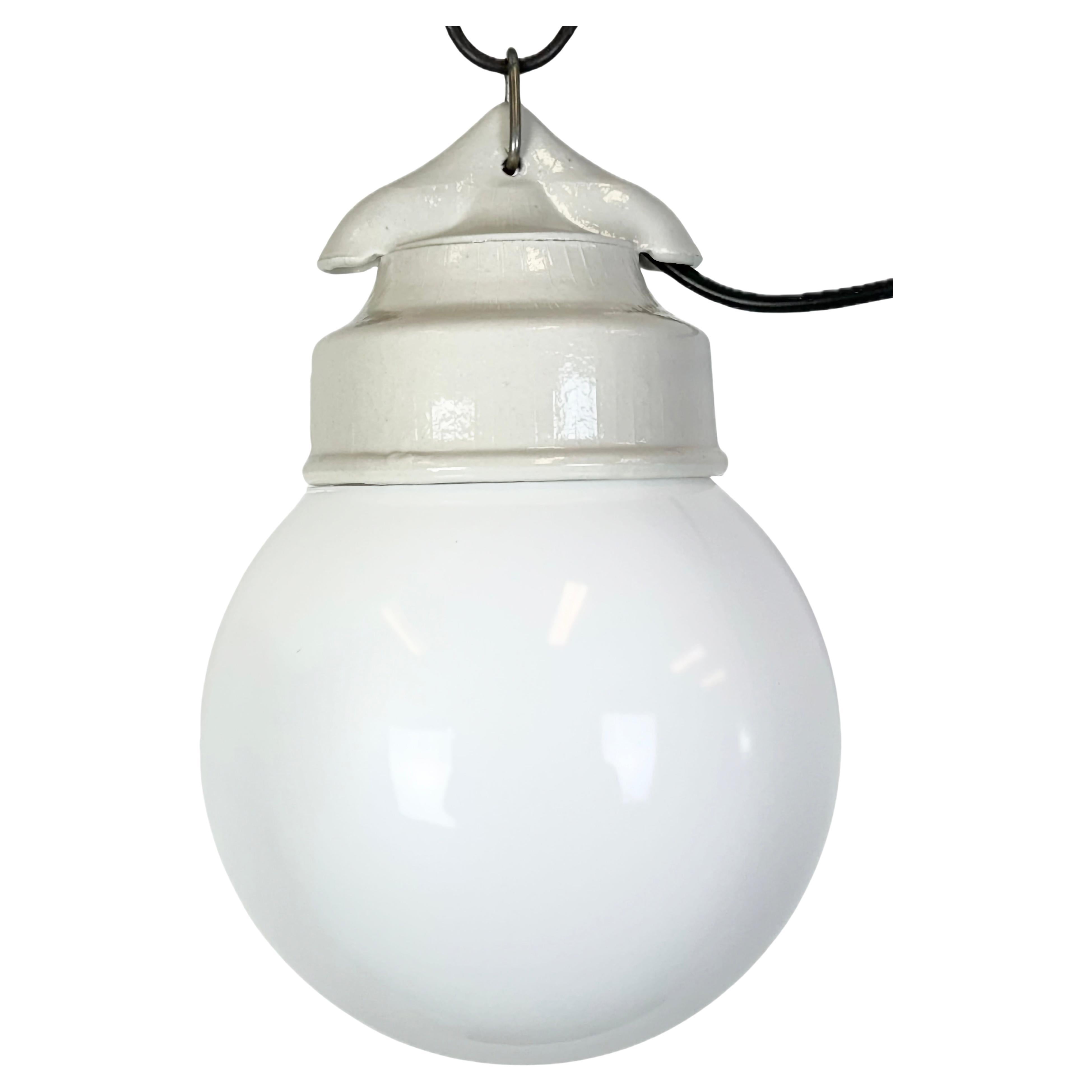Vintage White Porcelain Pendant Light, 1970s