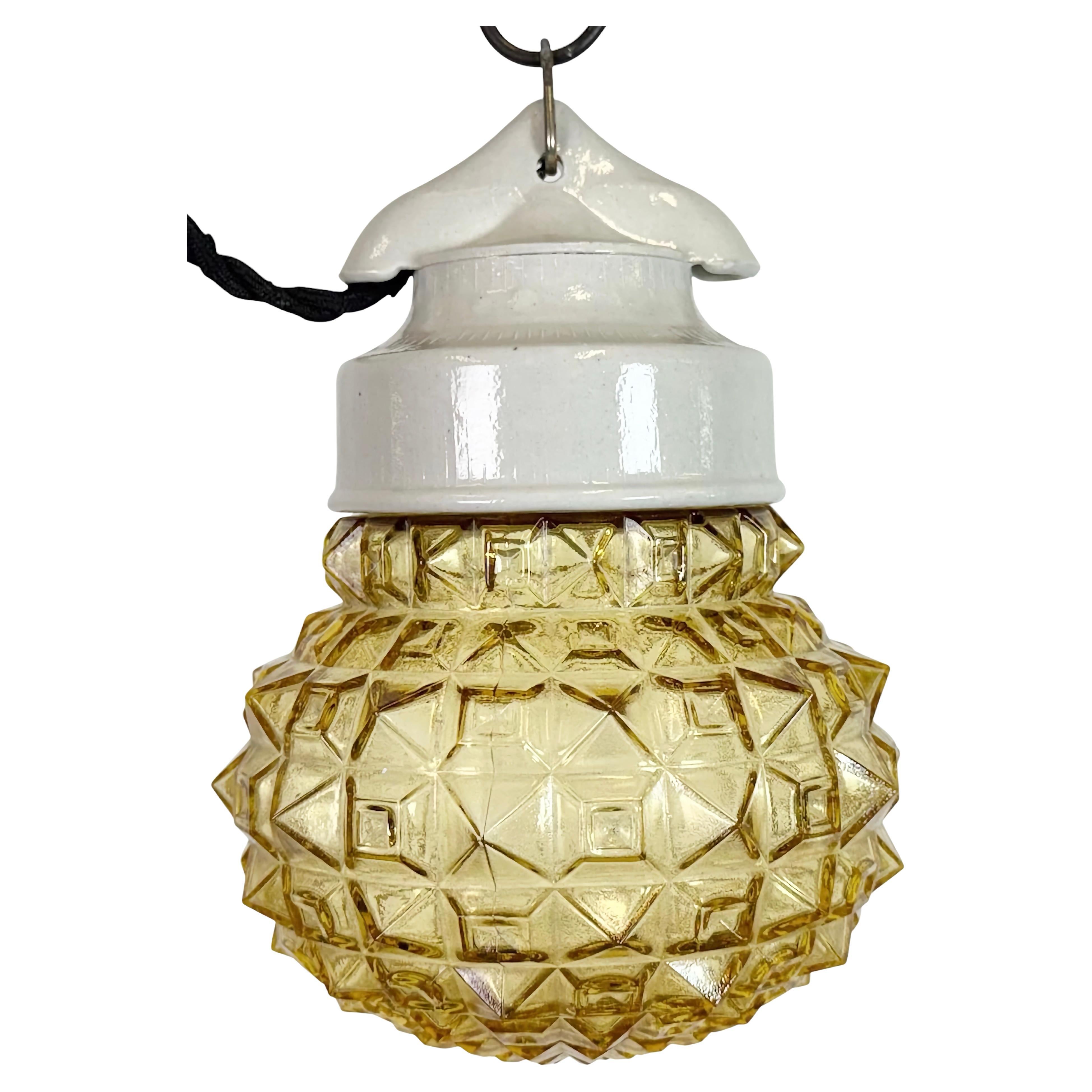 Vintage White Porcelain Pendant Light, 1970s