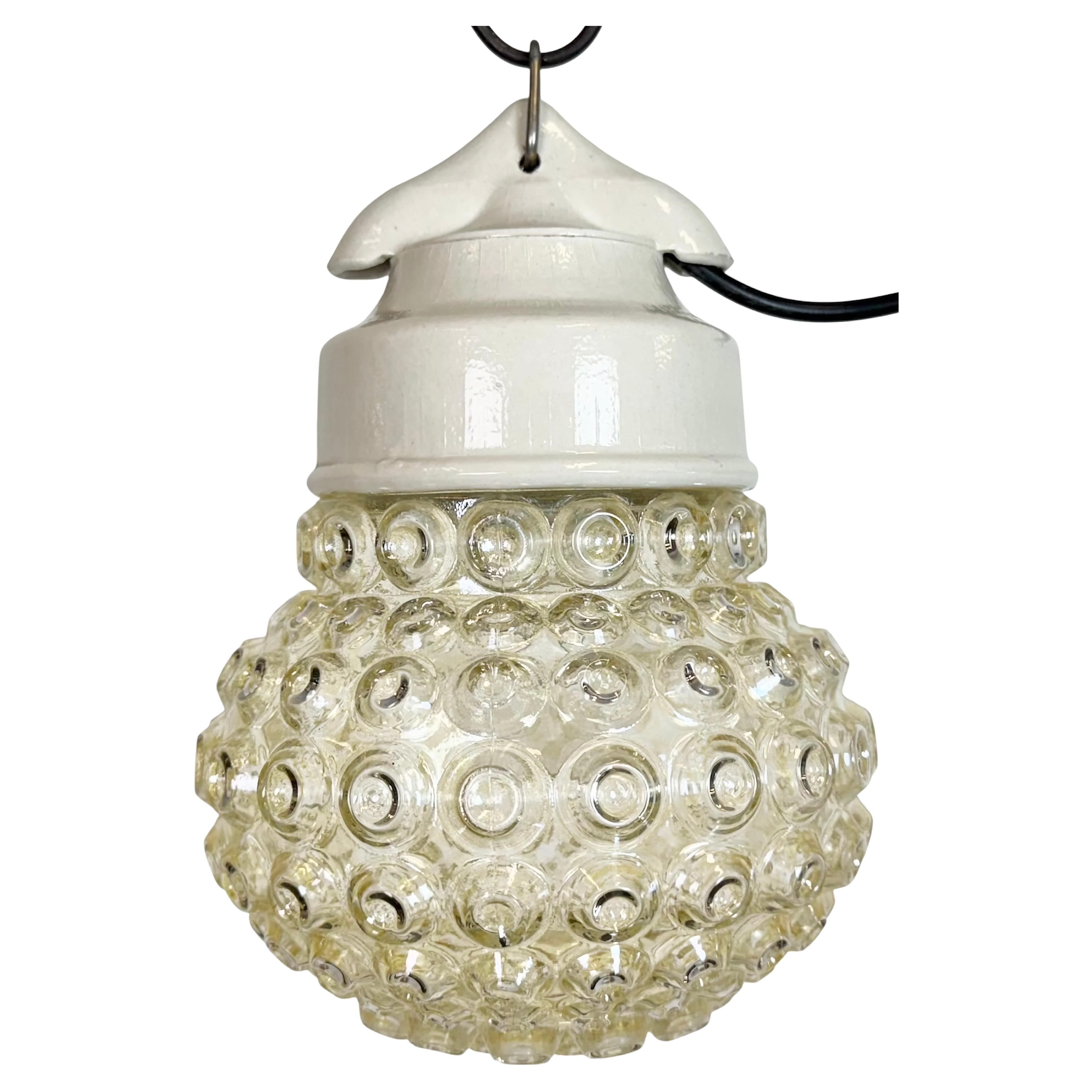 Vintage White Porcelain Pendant Light, 1970s