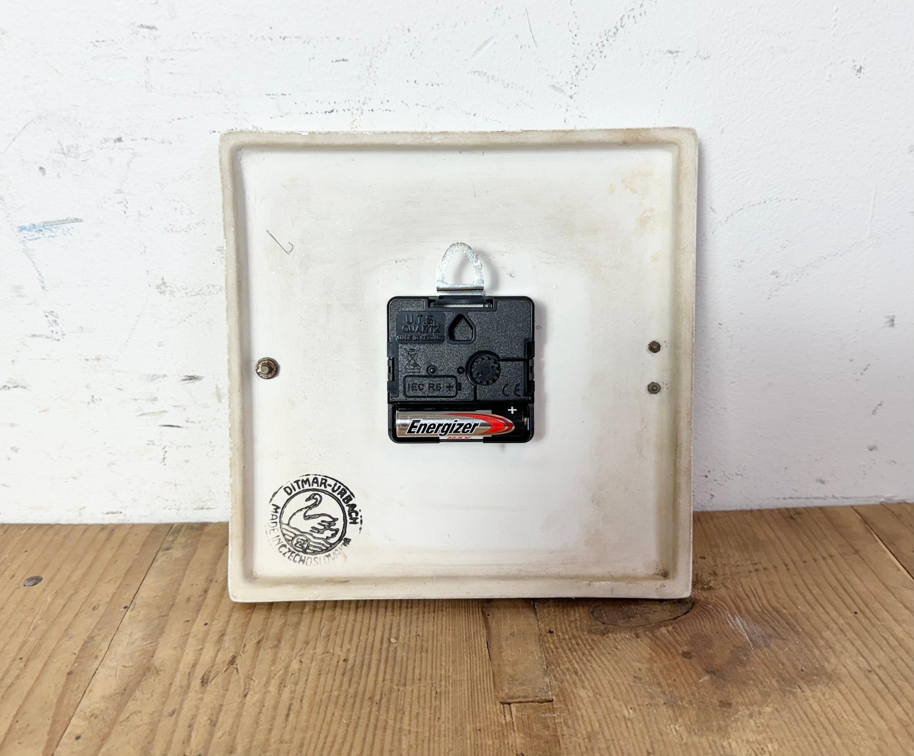 Vintage White Porcelain Wall Clock from Prim, 1970s For Sale 12