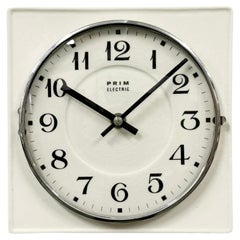 Used White Porcelain Wall Clock from Prim, 1970s