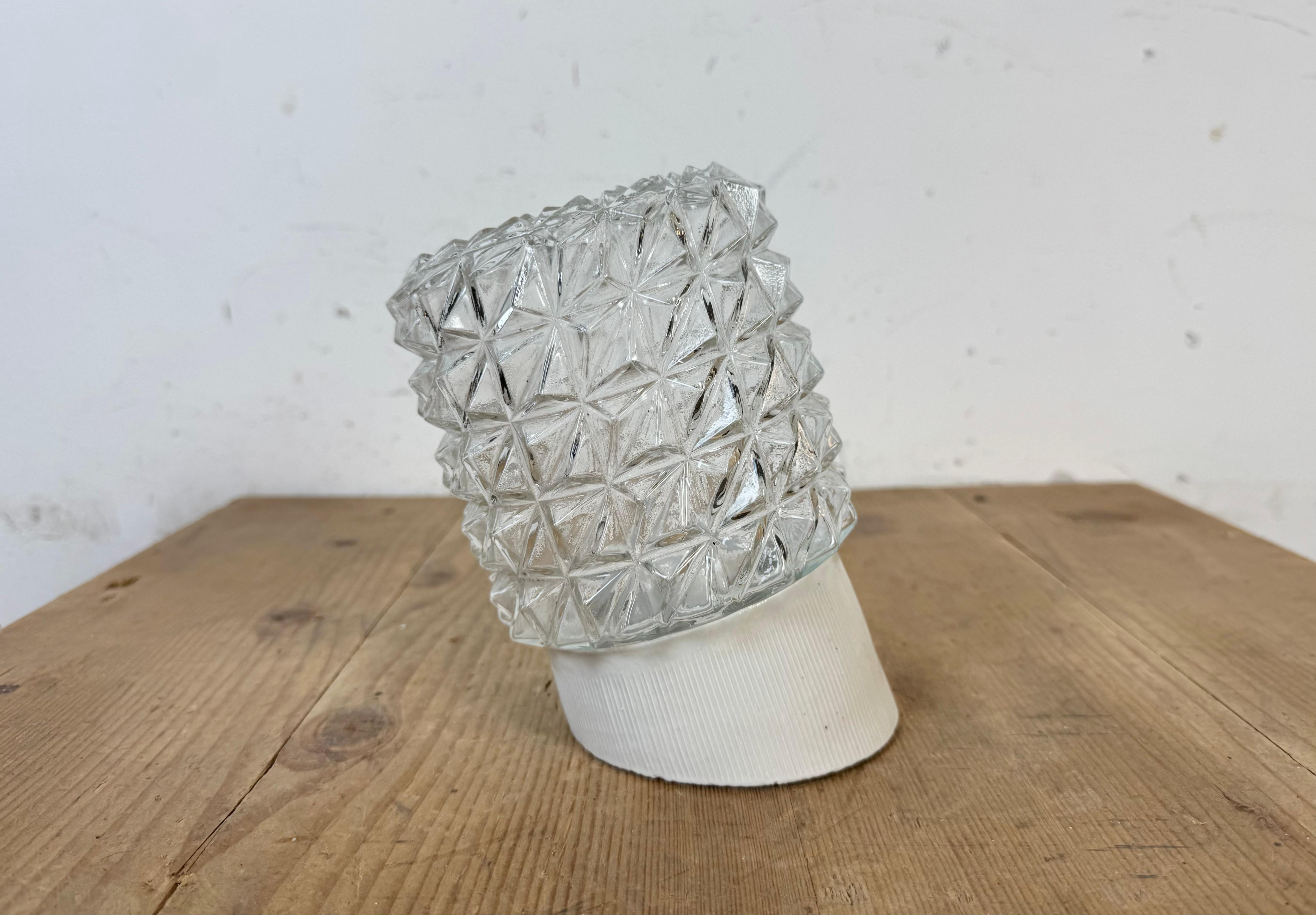 Industrial Vintage White Porcelain Wall Light, 1970s For Sale