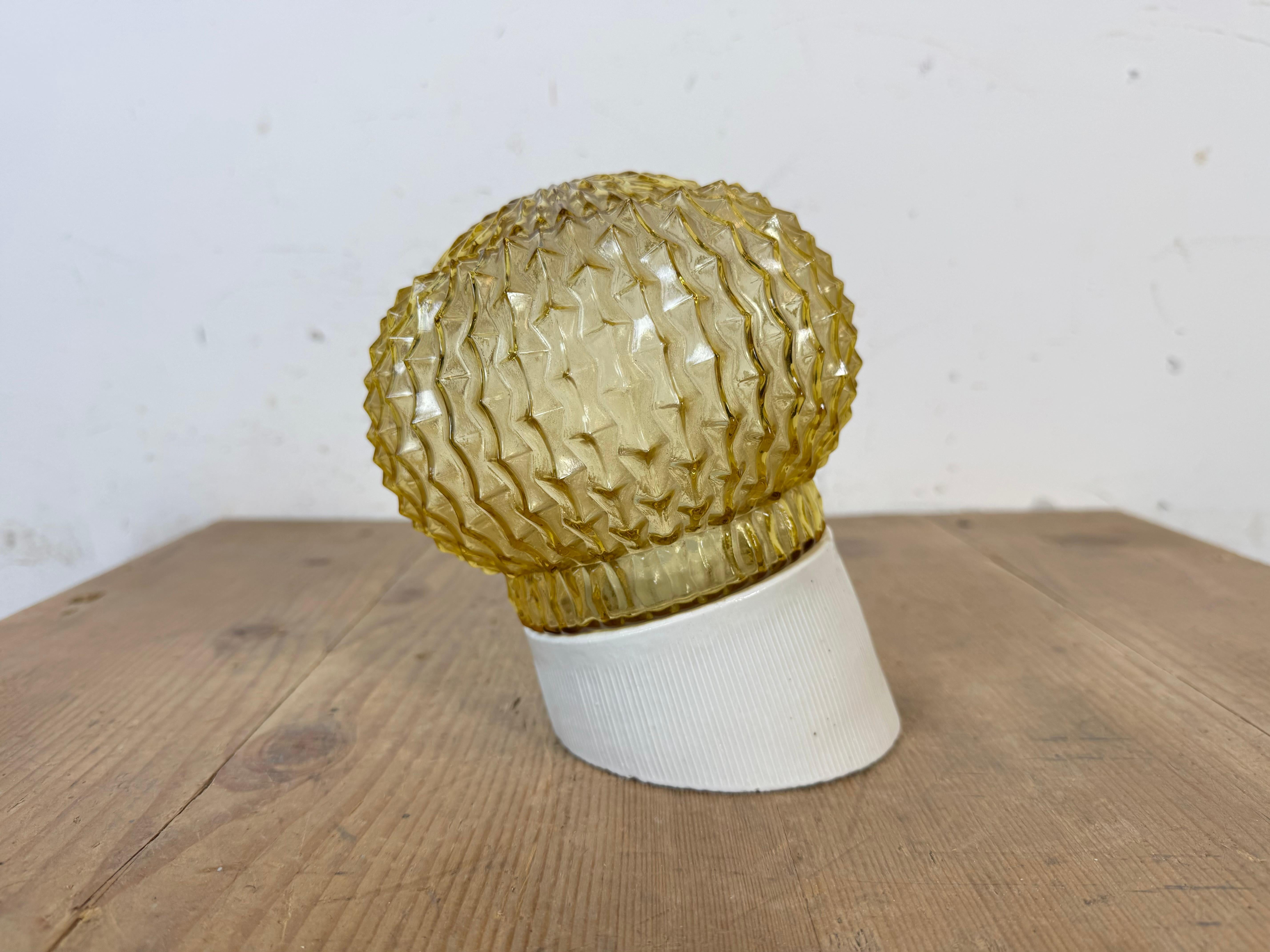 Industrial Vintage White Porcelain Wall Light, 1970s For Sale