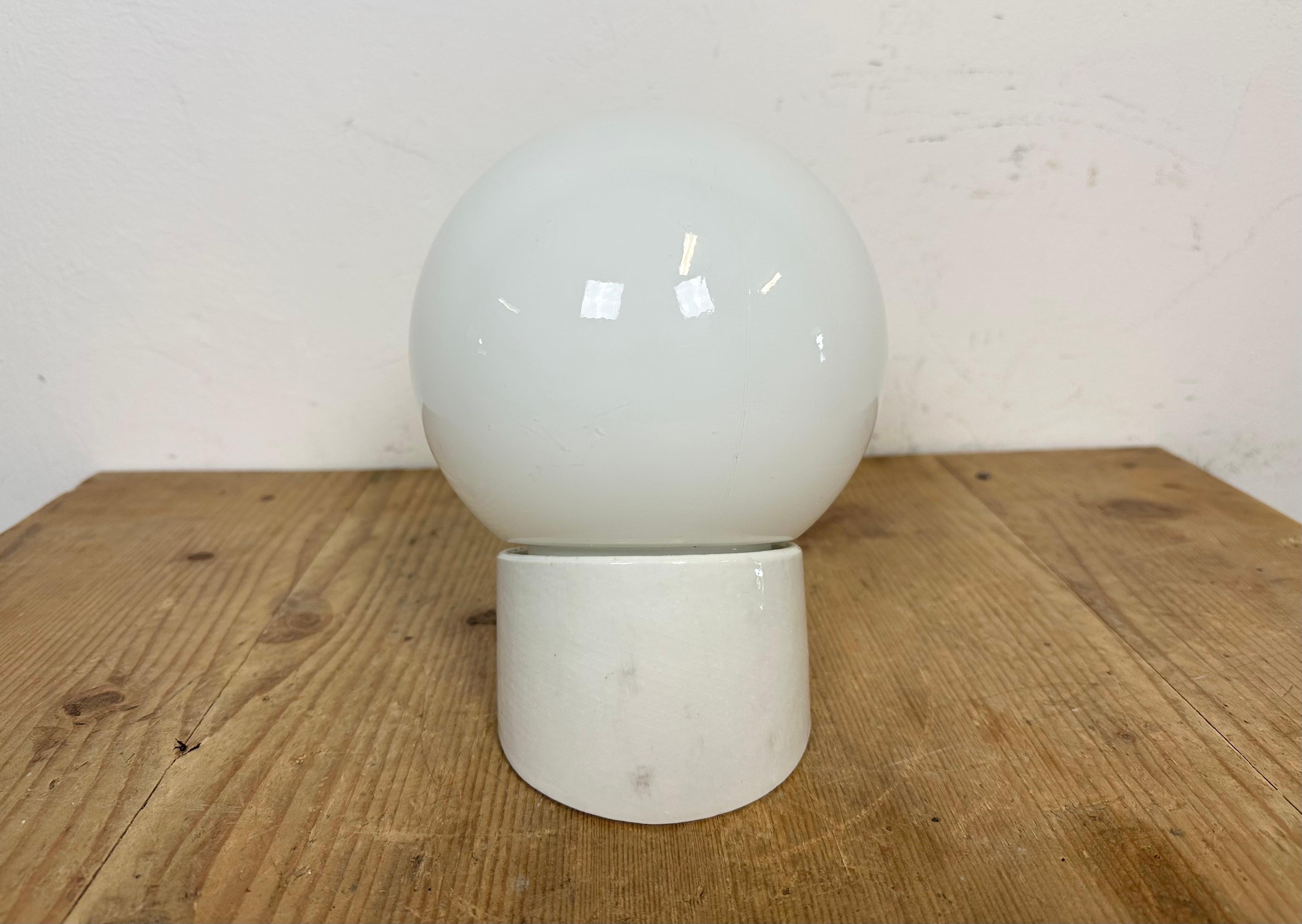 Industrial Vintage White Porcelain Wall Light, 1970s For Sale