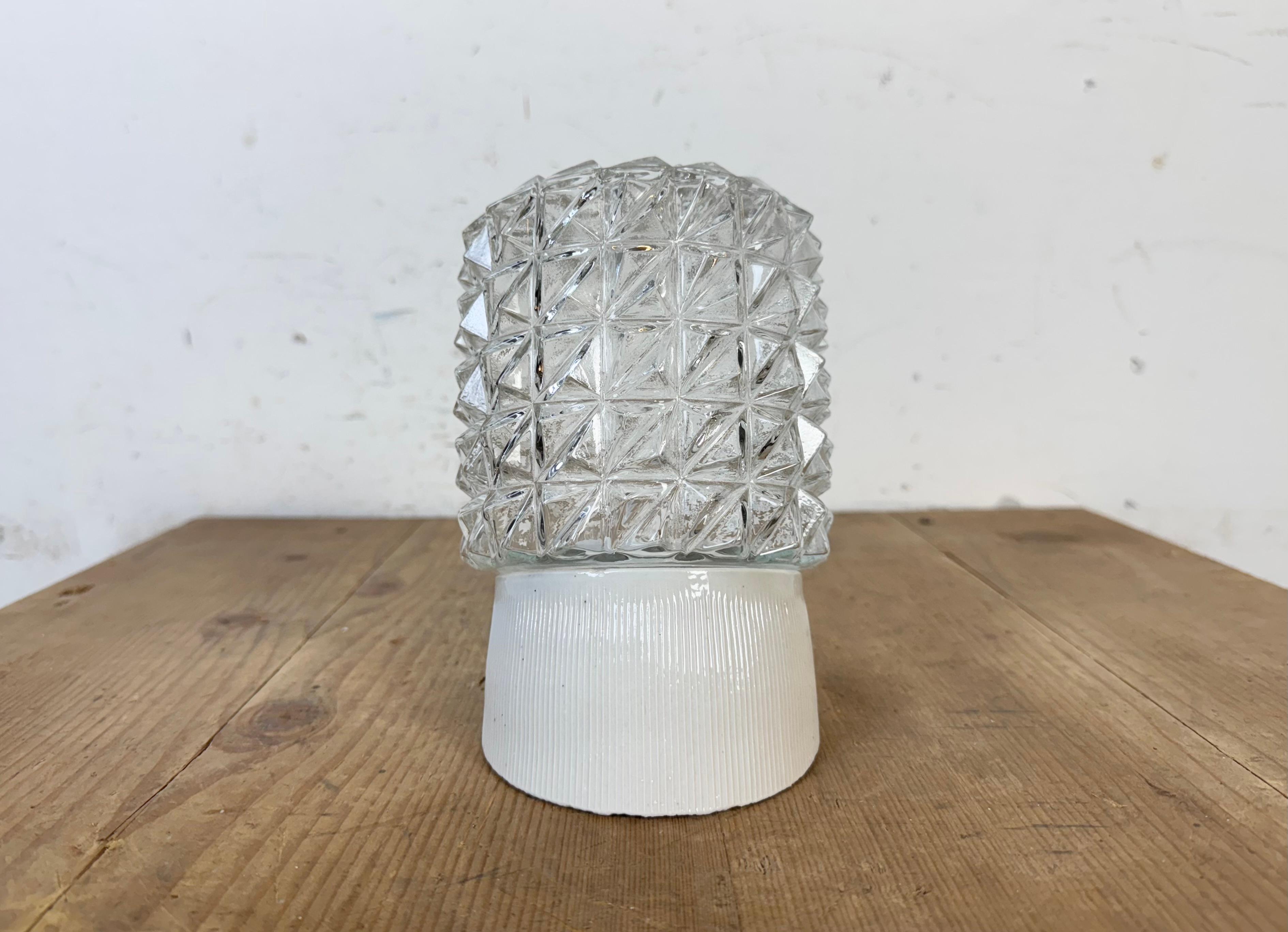 Czech Vintage White Porcelain Wall Light, 1970s For Sale