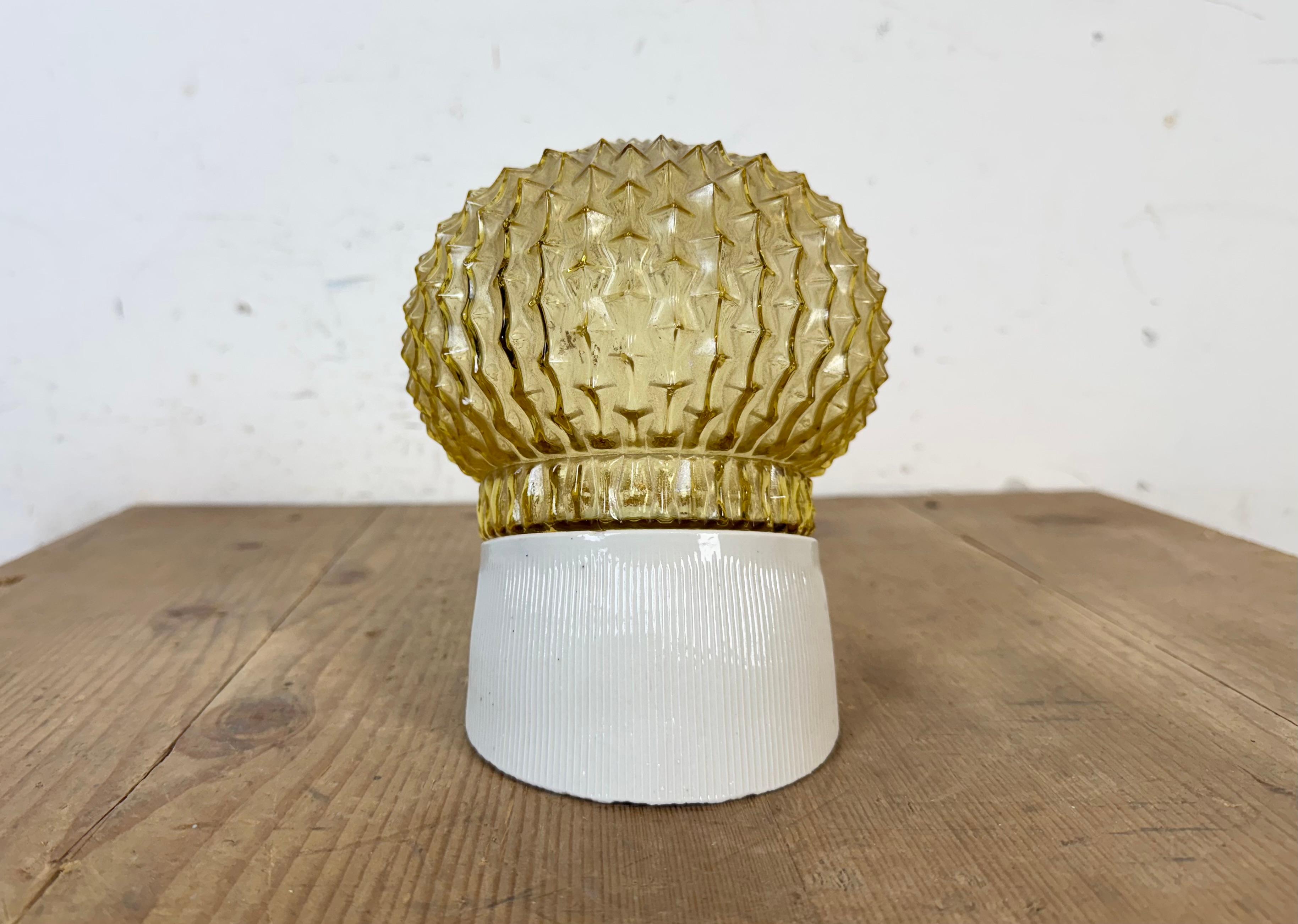 Czech Vintage White Porcelain Wall Light, 1970s For Sale