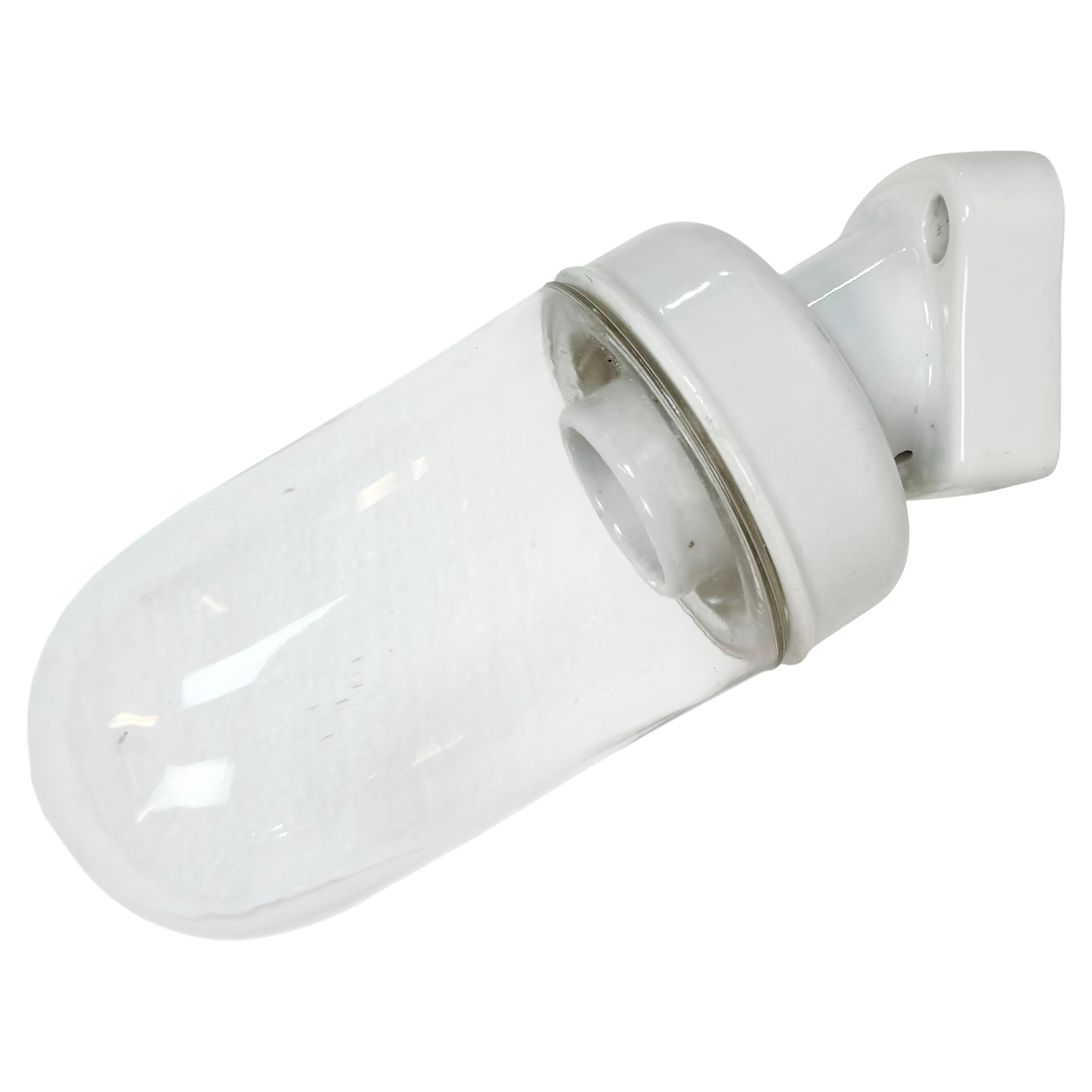 Aplique Vintage de Porcelana Blanca con Cristal Transparente, Años 60 en venta
