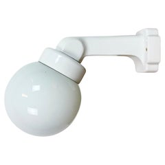 Vintage White Porcelain Wall Light with Milk Glass, 1950s
