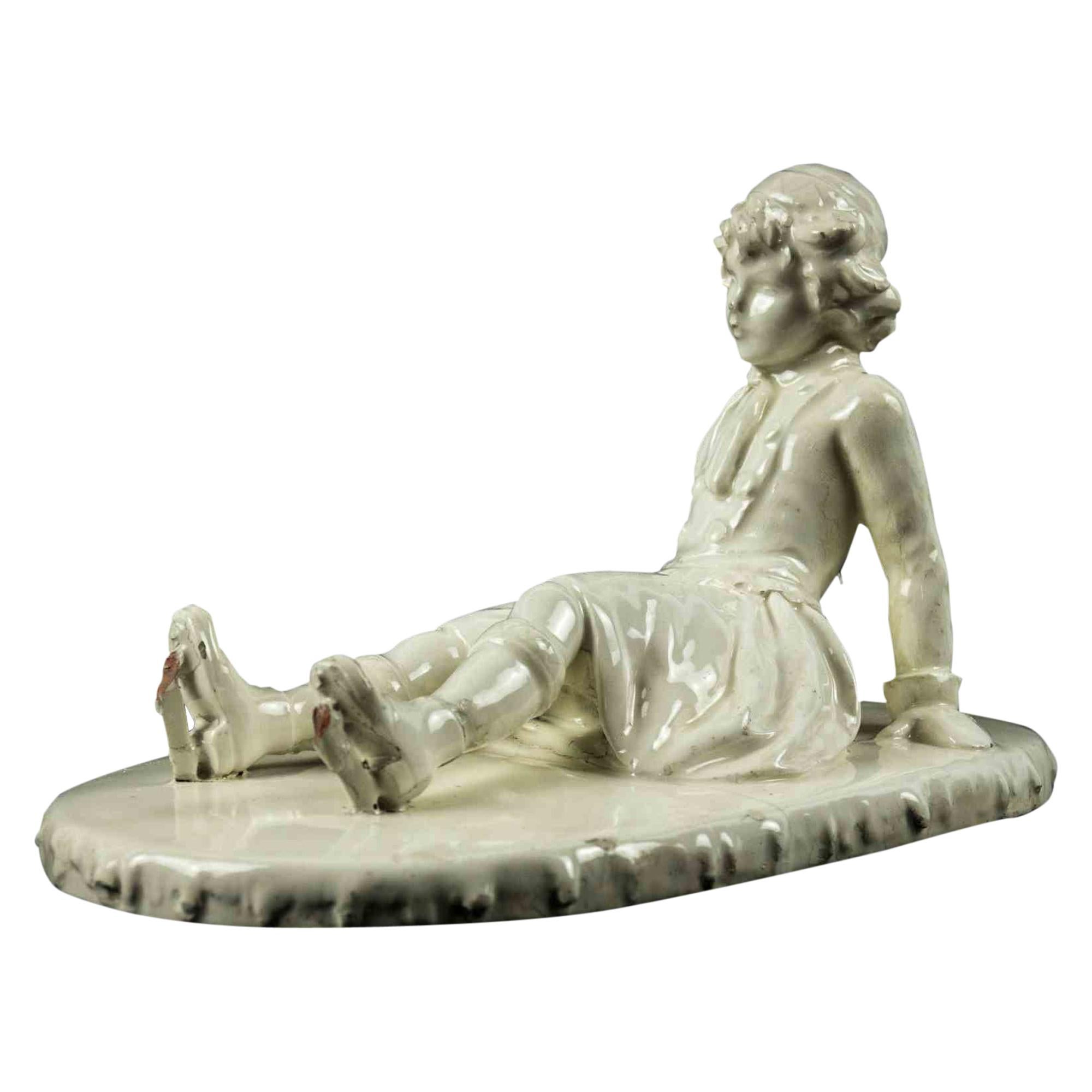 Vintage White Porcelain with Child, Italy, Second Half of 20th Century For Sale