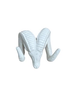 Vintage White Rams Head Sculpture