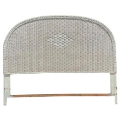 Vintage White Rattan Queen Headboard