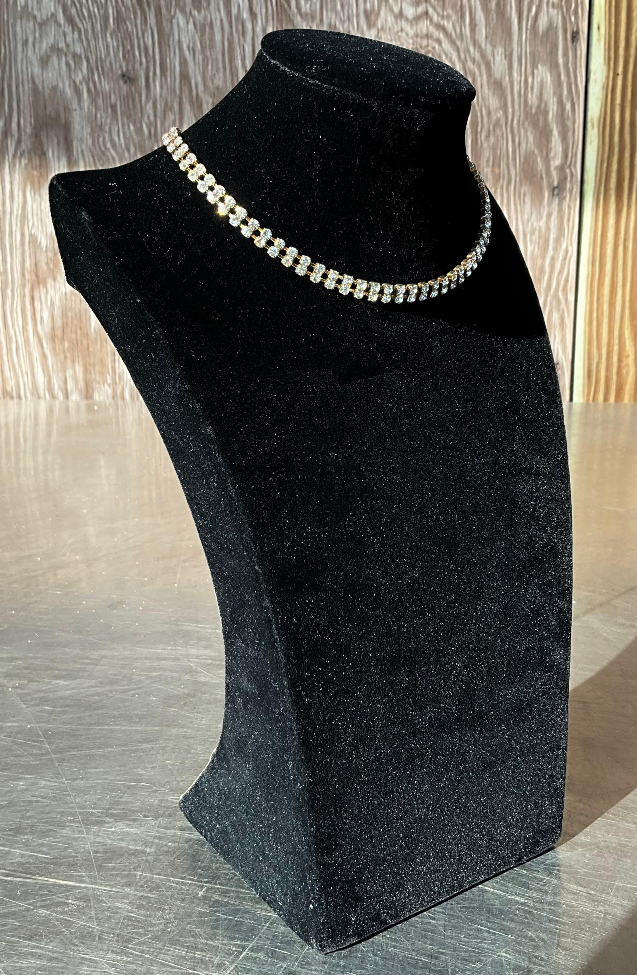 da uomo o donna Collana girocollo vintage con strass bianchi in vendita