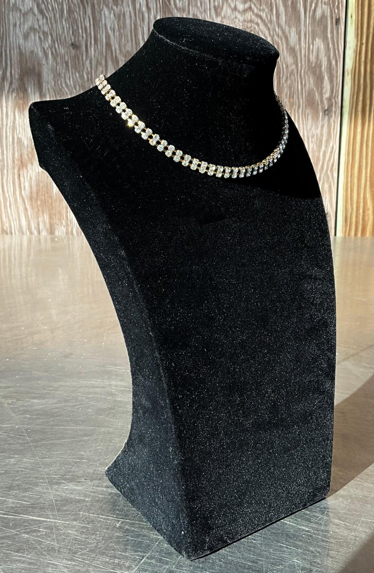 Collier Ras Du Cou Vintage En Strass – Transparent – Occasion – Bijou Scintillant