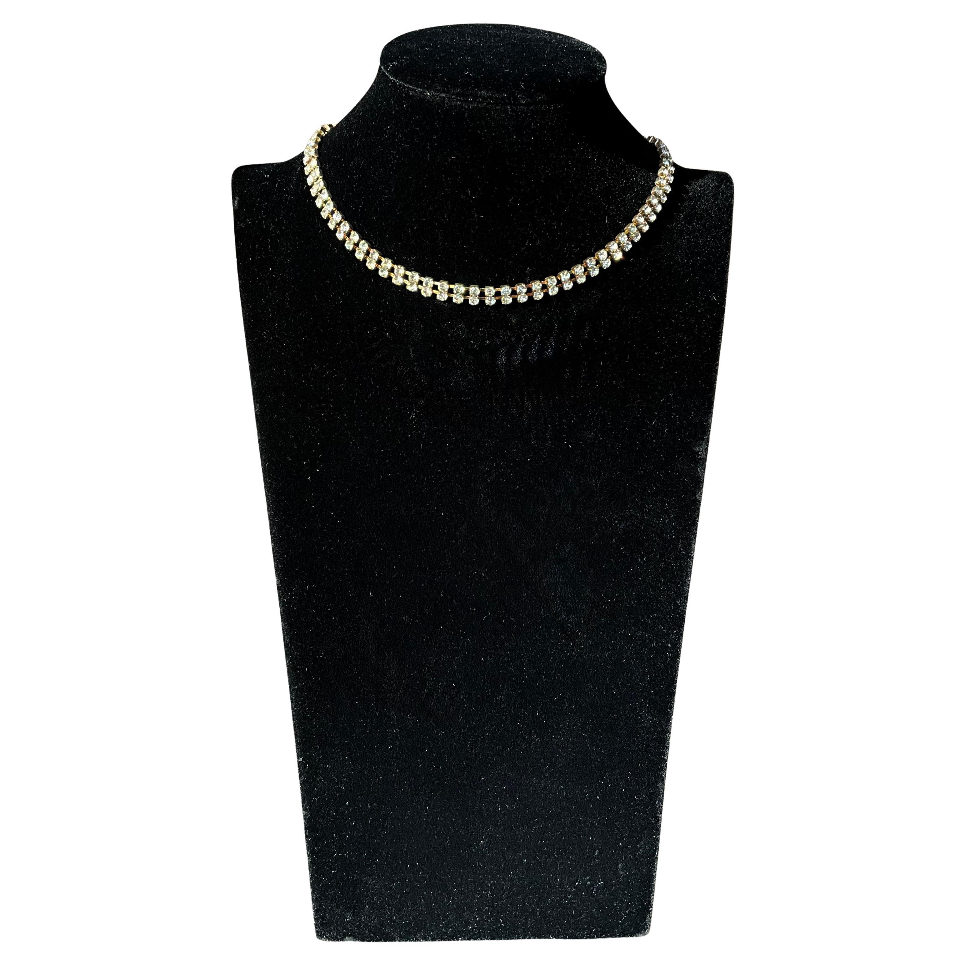 Vintage White Rhinestone Choker Necklace