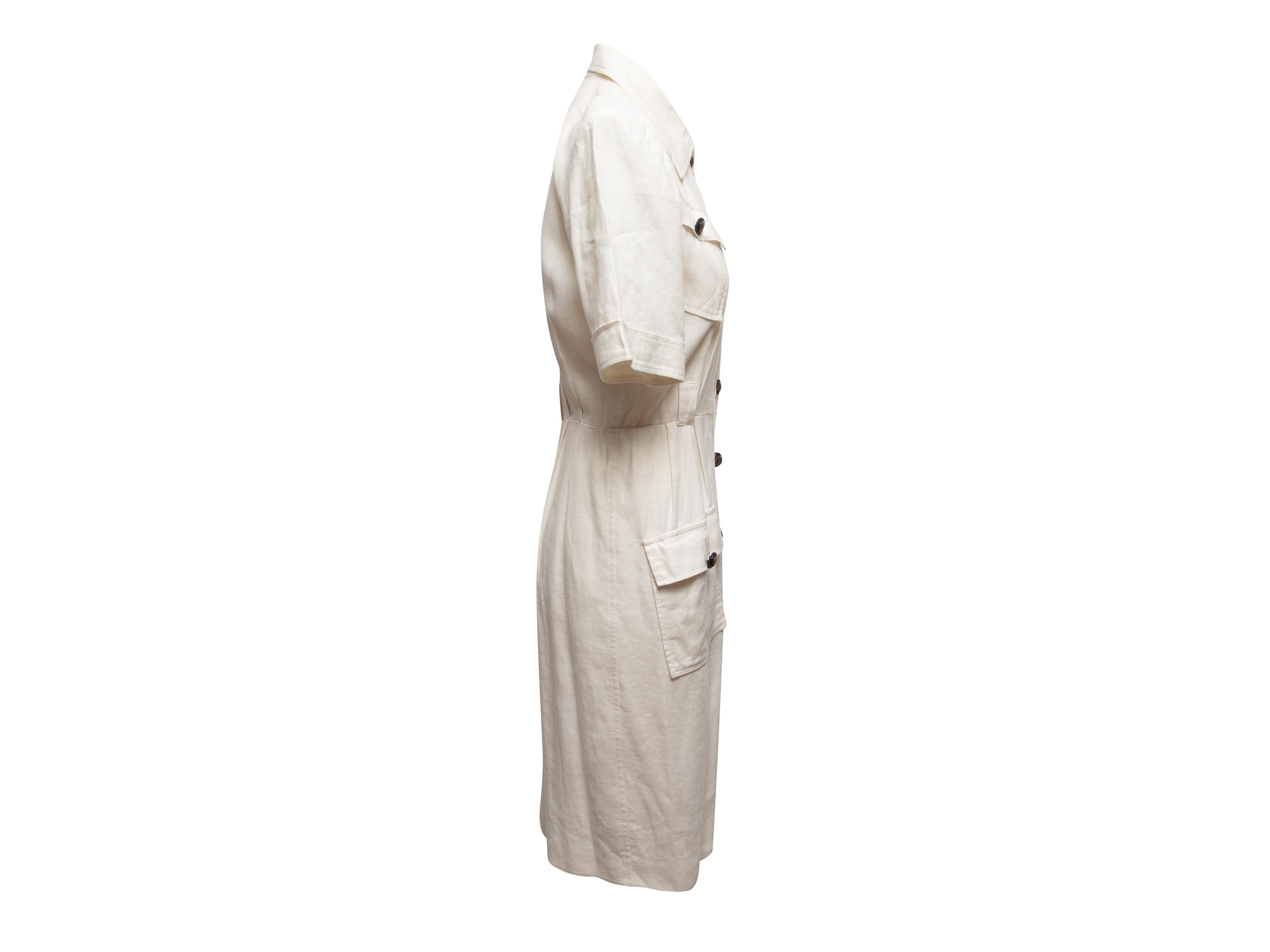 Vintage White Saint Laurent 1970s Linen Dress In Good Condition For Sale In New York, NY