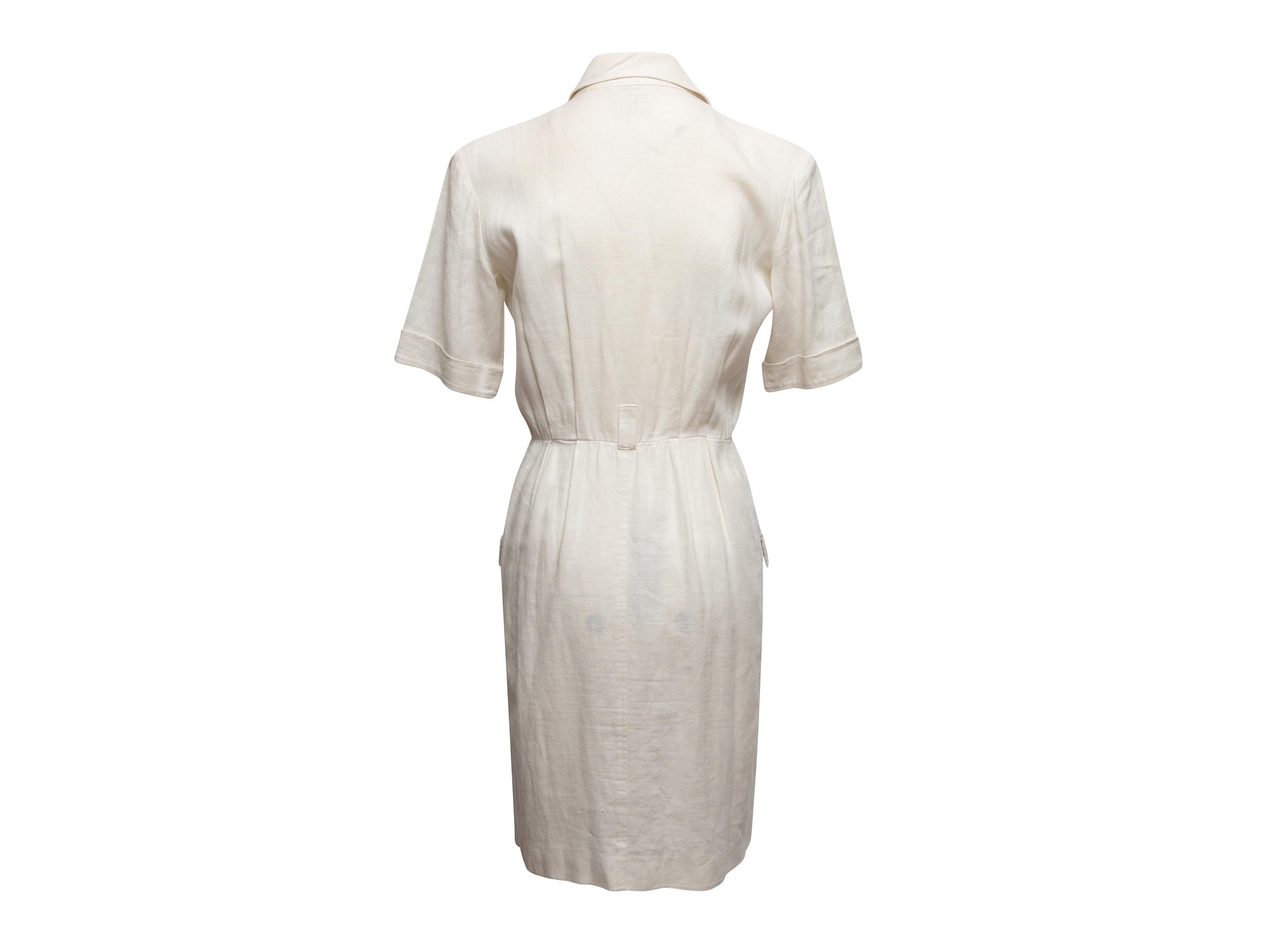 Vintage White Saint Laurent 1970s Linen Dress For Sale 1
