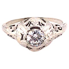 Art Deco White Sapphire Ring .65ct Hand Engraved Original 1930
s Antique 18K